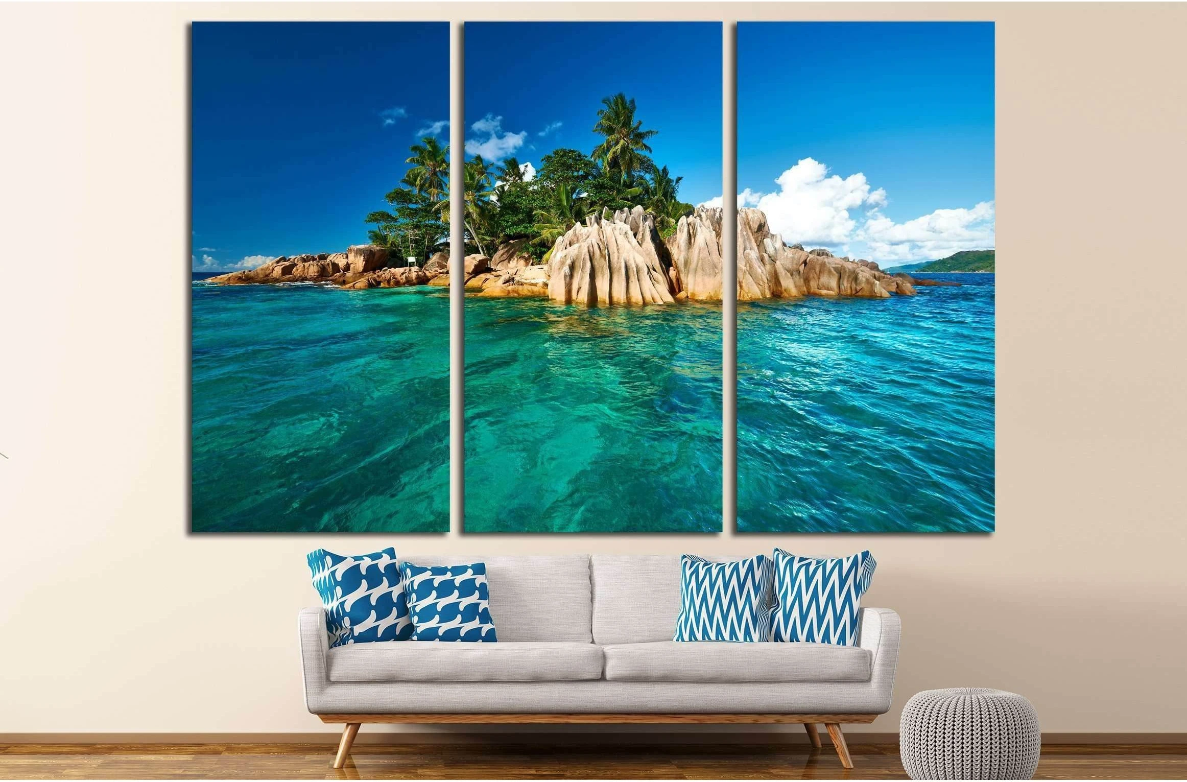 Beautiful St. Pierre Island at Seychelles №3129 Ready to Hang Canvas Print - Zellart Canvas Prints ALL_Products, s-3129