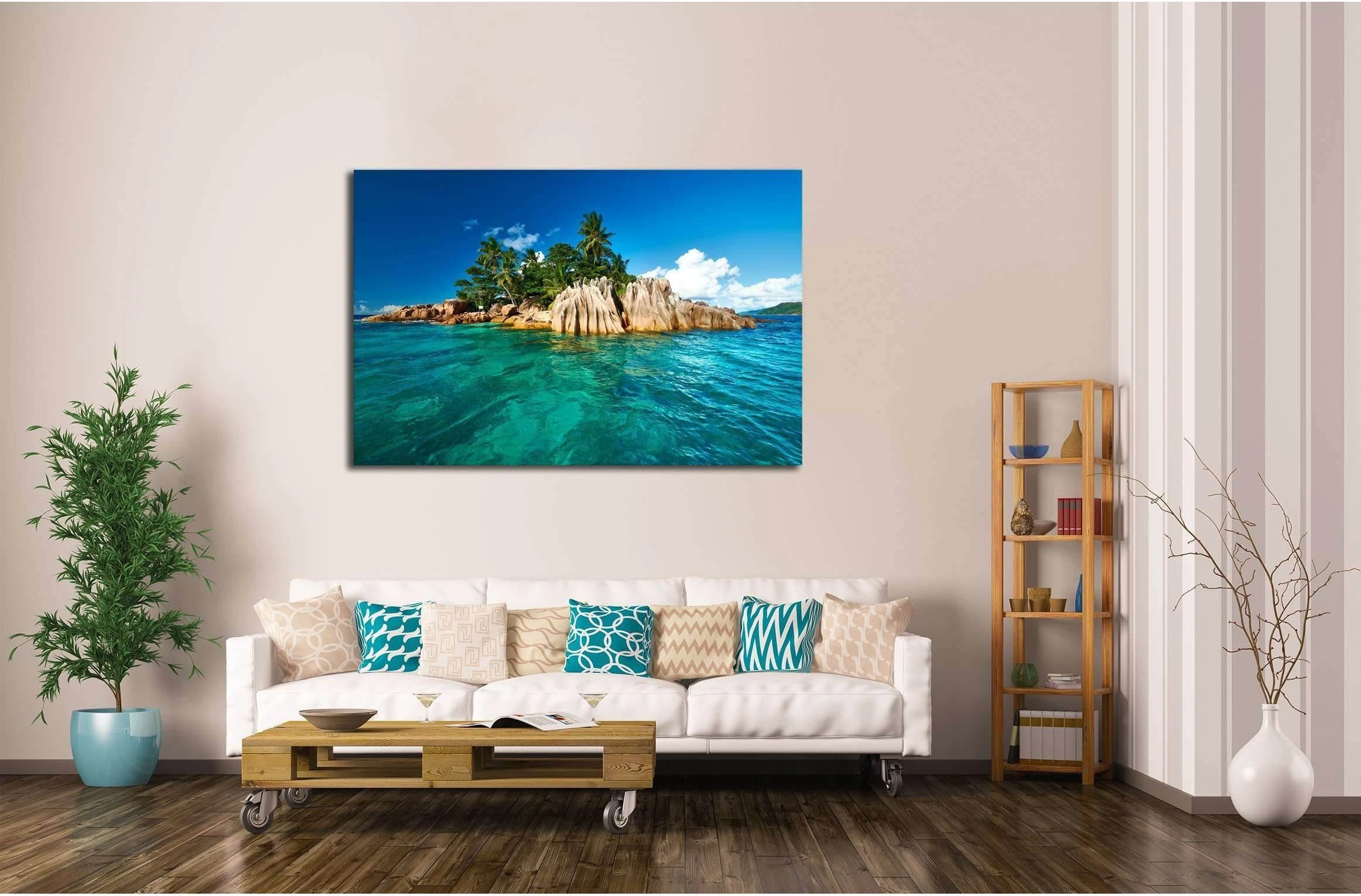 Beautiful St. Pierre Island at Seychelles №3129 Ready to Hang Canvas Print - Zellart Canvas Prints ALL_Products, s-3129