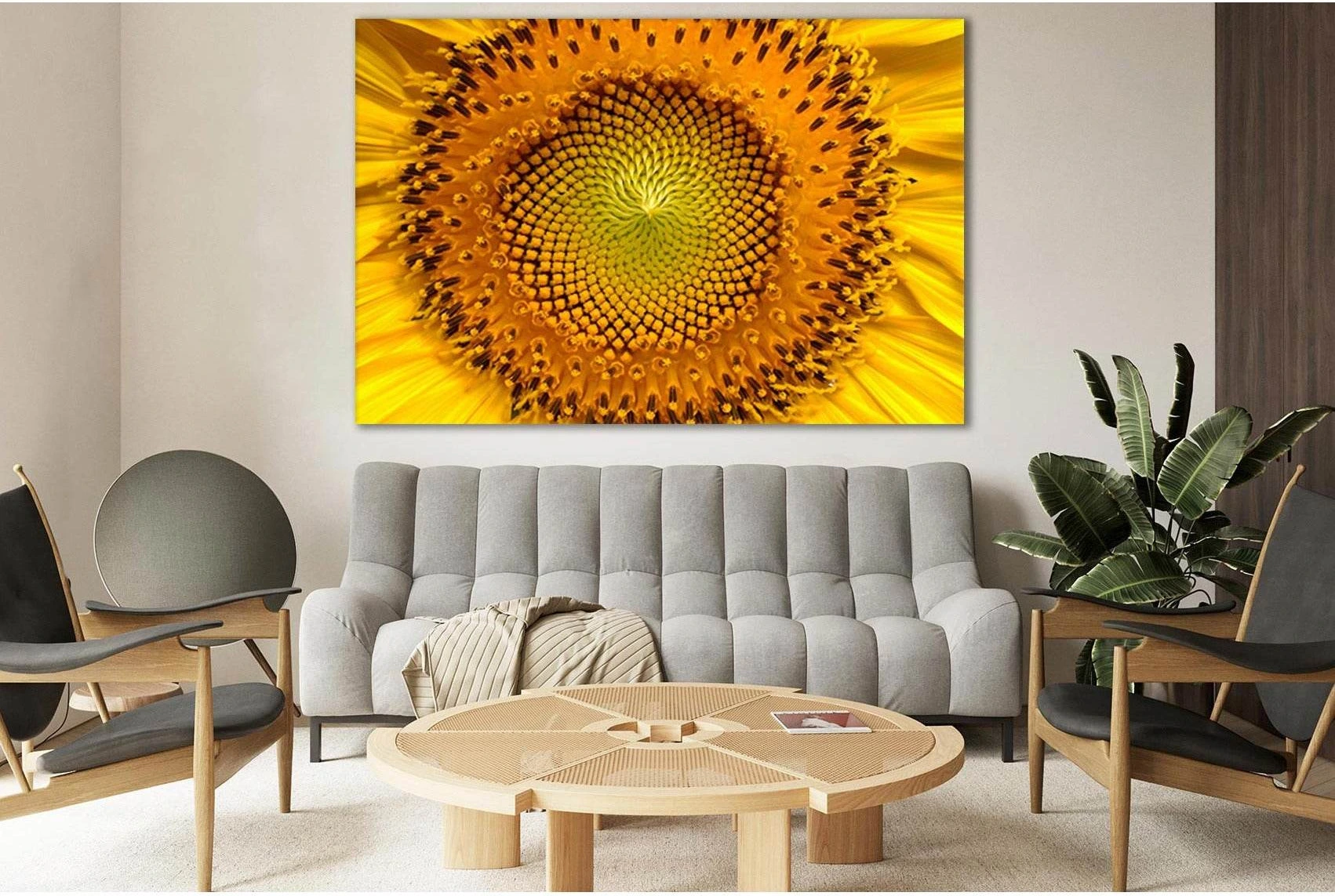 Beautiful Sunflower Close Up №SL732 Ready to Hang Canvas Print - Zellart Canvas Prints 0new, ALL_Products, Floral & Botanical Wall Art