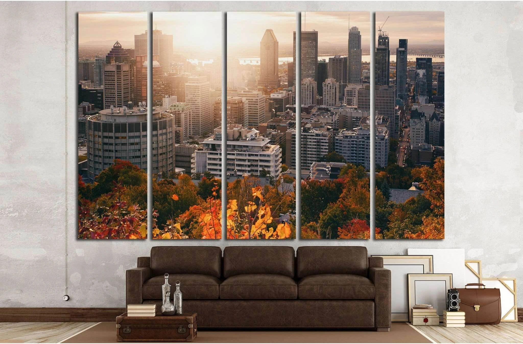 Beautiful sunrise on Montreal downtown №2079 Ready to Hang Canvas Print - Zellart Canvas Prints ALL_Products, s-2079