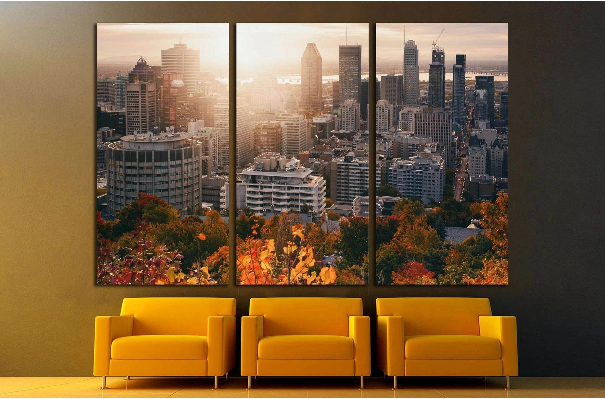 Beautiful sunrise on Montreal downtown №2079 Ready to Hang Canvas Print - Zellart Canvas Prints ALL_Products, s-2079