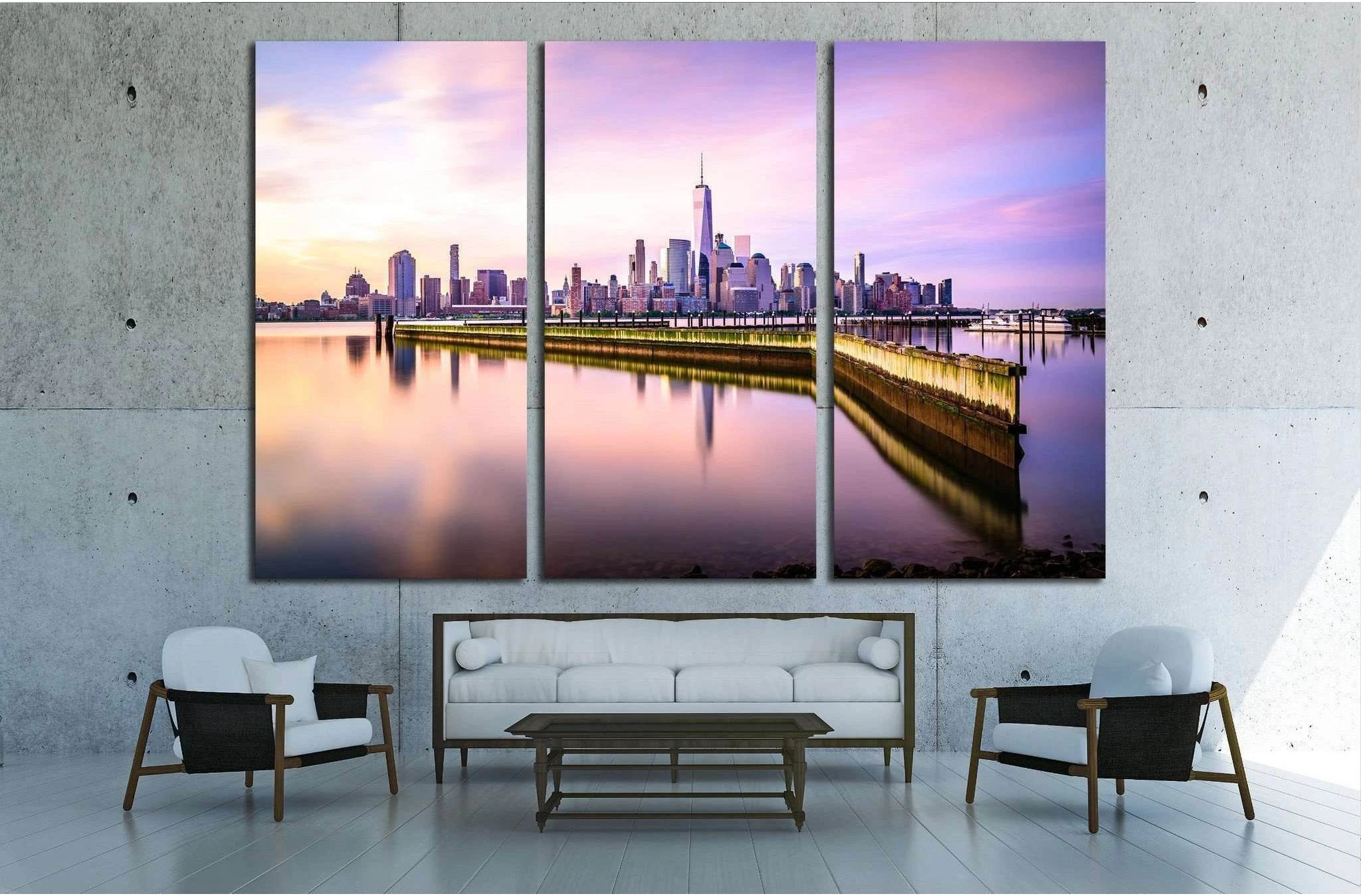 Beautiful sunrise view of Downtown Manhattan, shot from Jersey City №1722 Ready to Hang Canvas Print - Zellart Canvas Prints 0_NY_ART, ALL_Products, s-1722