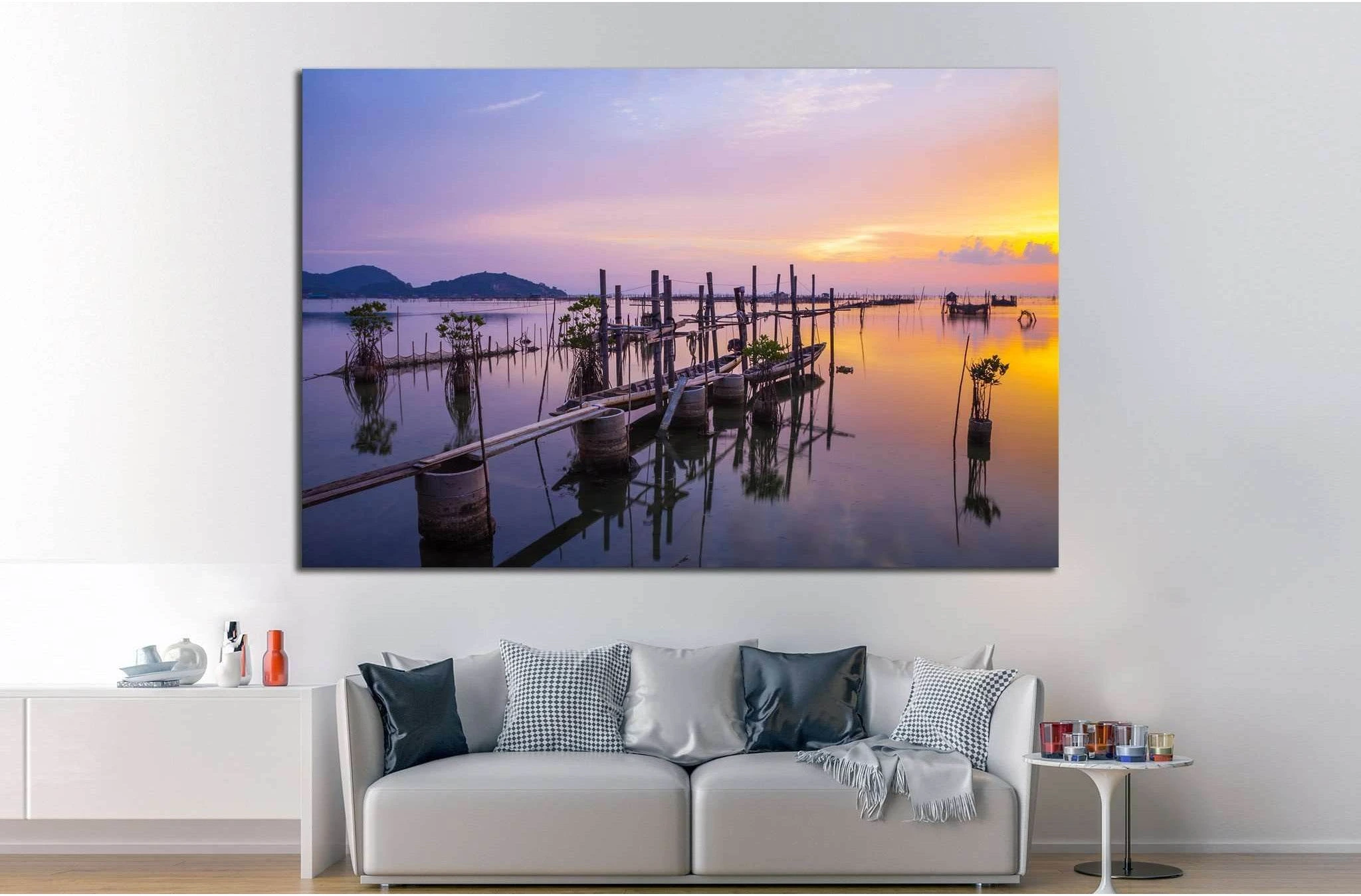 Beautiful sunset Koh yo island in Songkha, Thailand №1306 Ready to Hang Canvas Print - Zellart Canvas Prints ALL_Products, s-1306