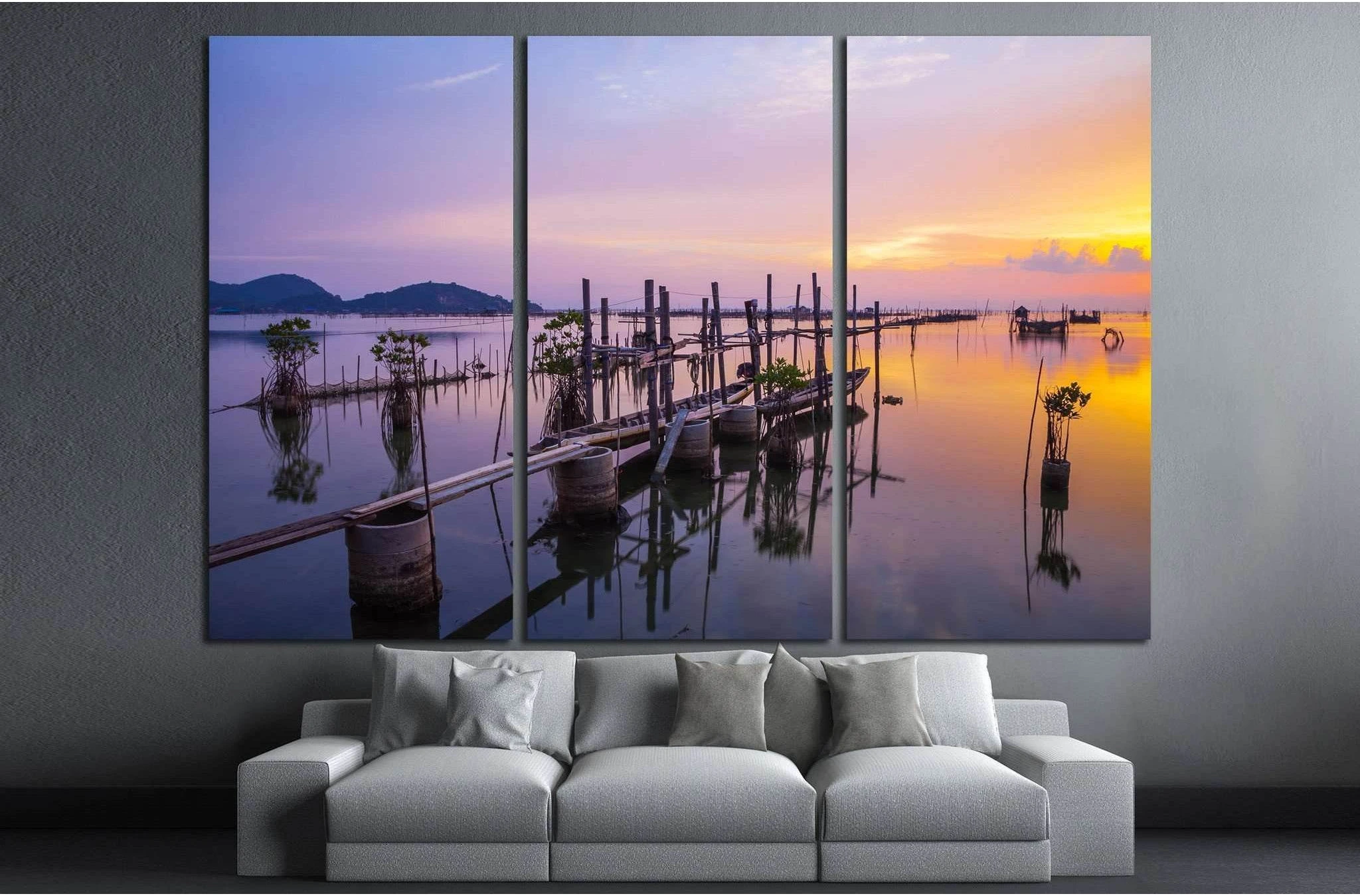 Beautiful sunset Koh yo island in Songkha, Thailand №1306 Ready to Hang Canvas Print - Zellart Canvas Prints ALL_Products, s-1306