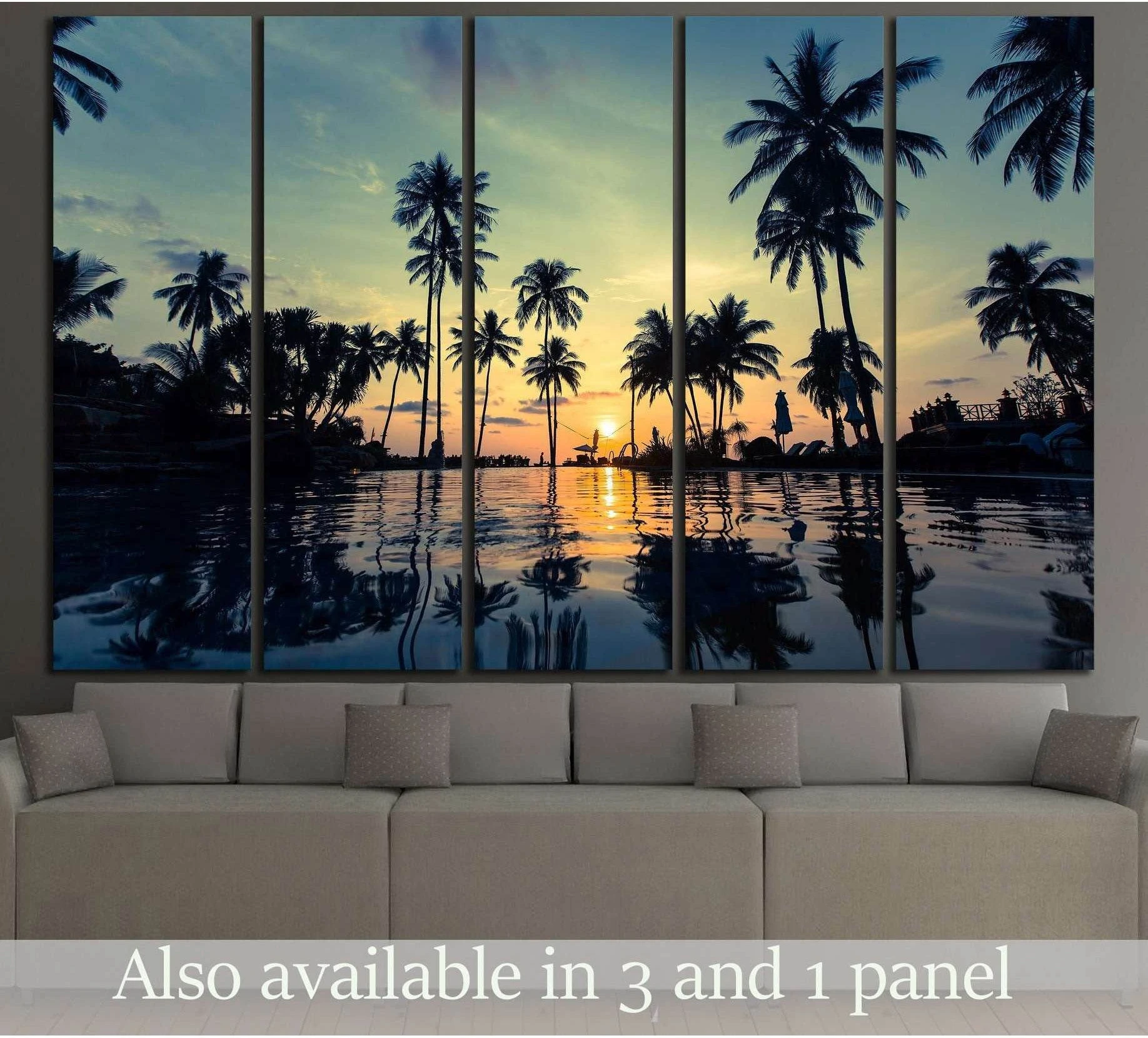 A sunset scene with a calm, flat, and [...] [...] [...] [...]