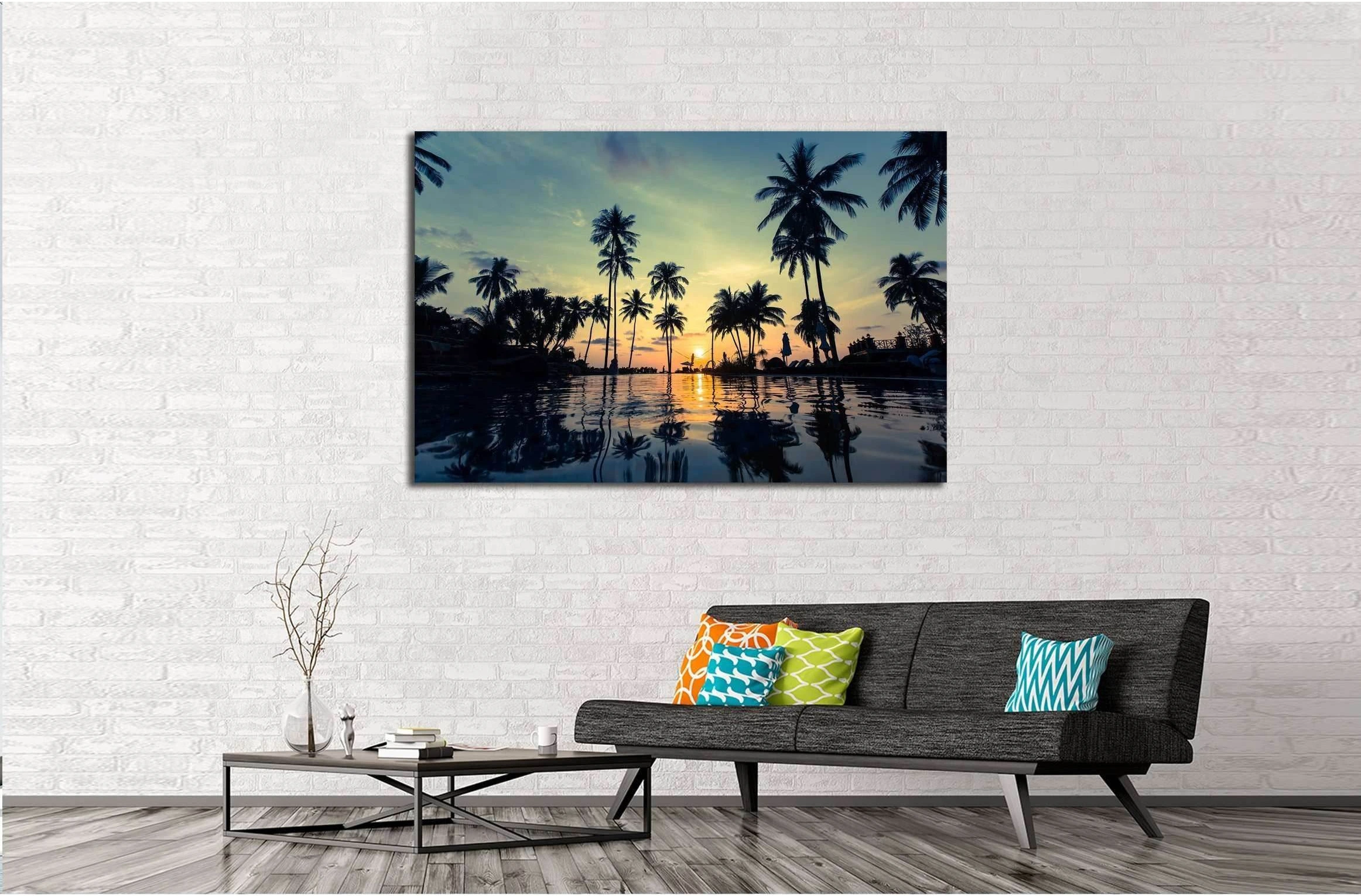 A sunset scene with a calm, flat, and [...] [...] [...] [...], product view 3