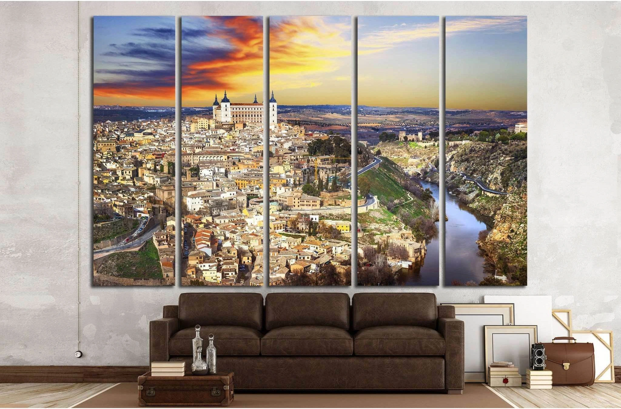 beautiful sunset over old Toledo, Spain №1694 Ready to Hang Canvas Print - Zellart Canvas Prints ALL_Products, s-1694