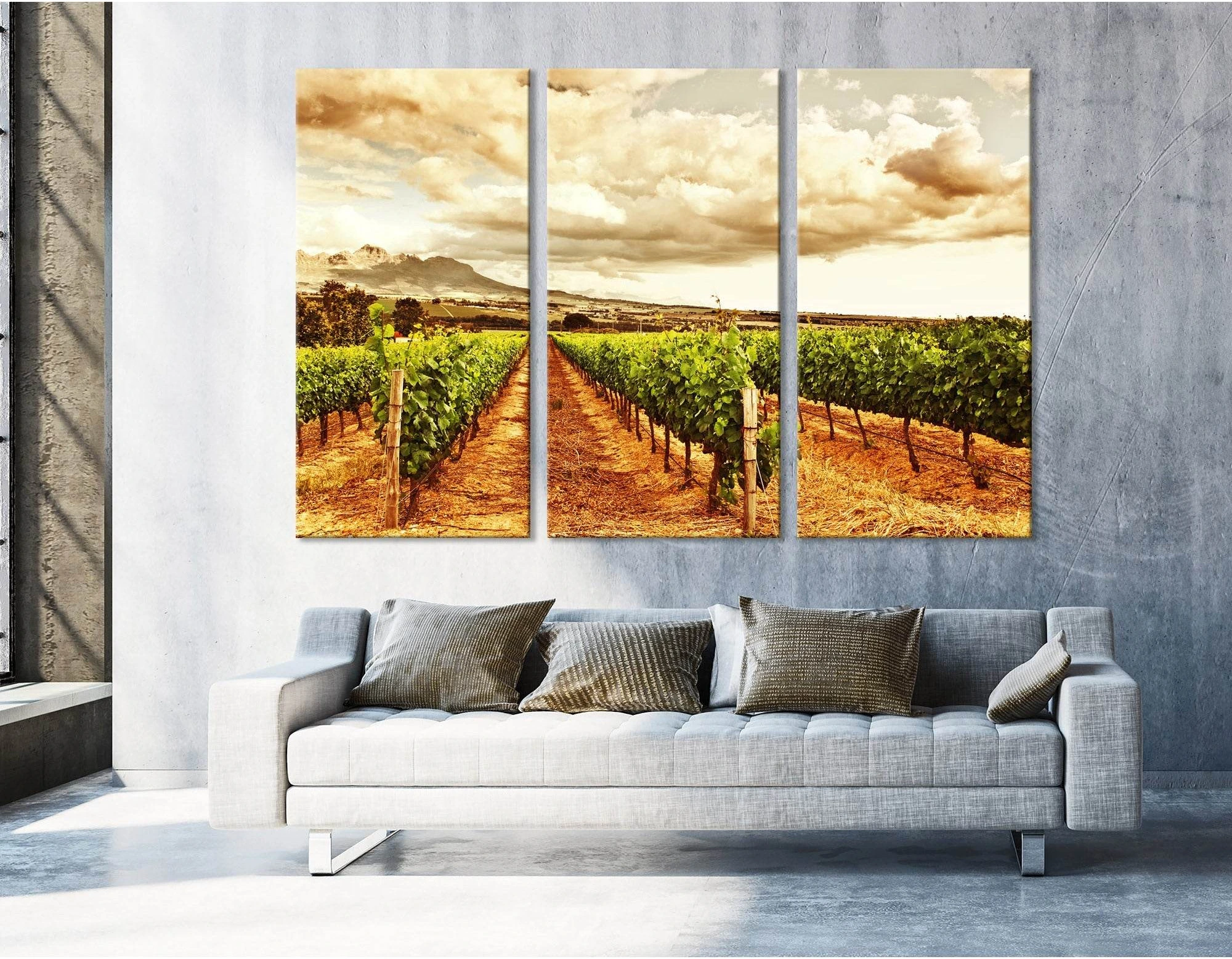 Beautiful Sunset Over Vineyard №04221 Ready to Hang Canvas Print - Zellart Canvas Prints ALL_Products