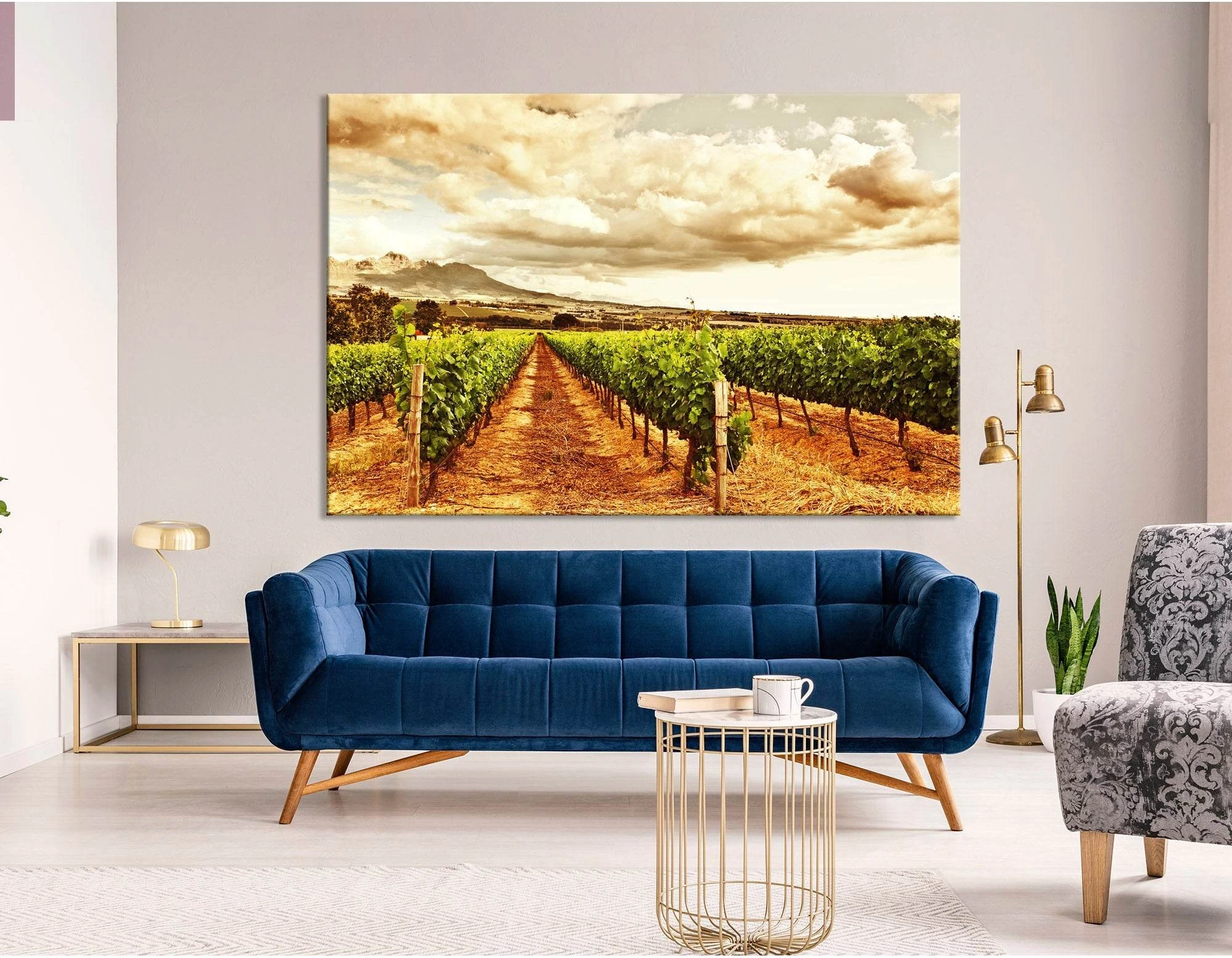 Beautiful Sunset Over Vineyard №04221 Ready to Hang Canvas Print - Zellart Canvas Prints ALL_Products