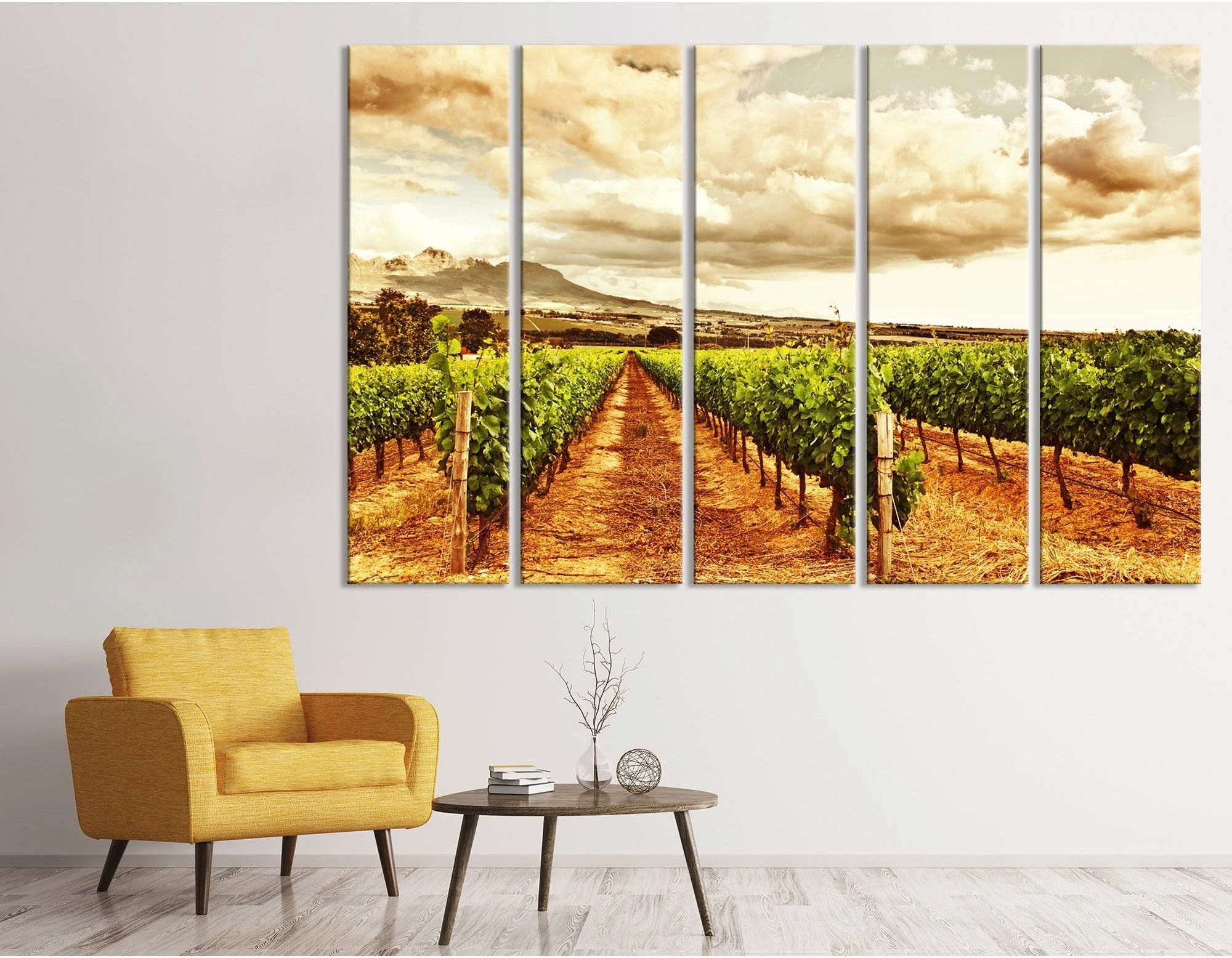 Beautiful Sunset Over Vineyard №04221 Ready to Hang Canvas Print - Zellart Canvas Prints ALL_Products