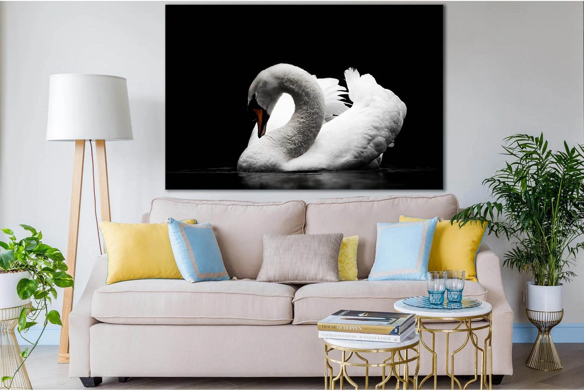 Beautiful Swan Black And White №SL844 Ready to Hang Canvas Print - Zellart Canvas Prints 0new, ALL_Products, Black & White Wall Art