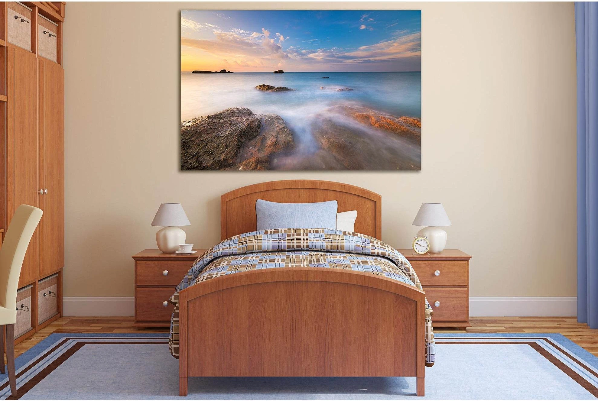 Beautiful Tender Sea Sunset №SL195 Ready to Hang Canvas Print - Zellart Canvas Prints 0new, ALL_Products, Beach Ocean & Waves