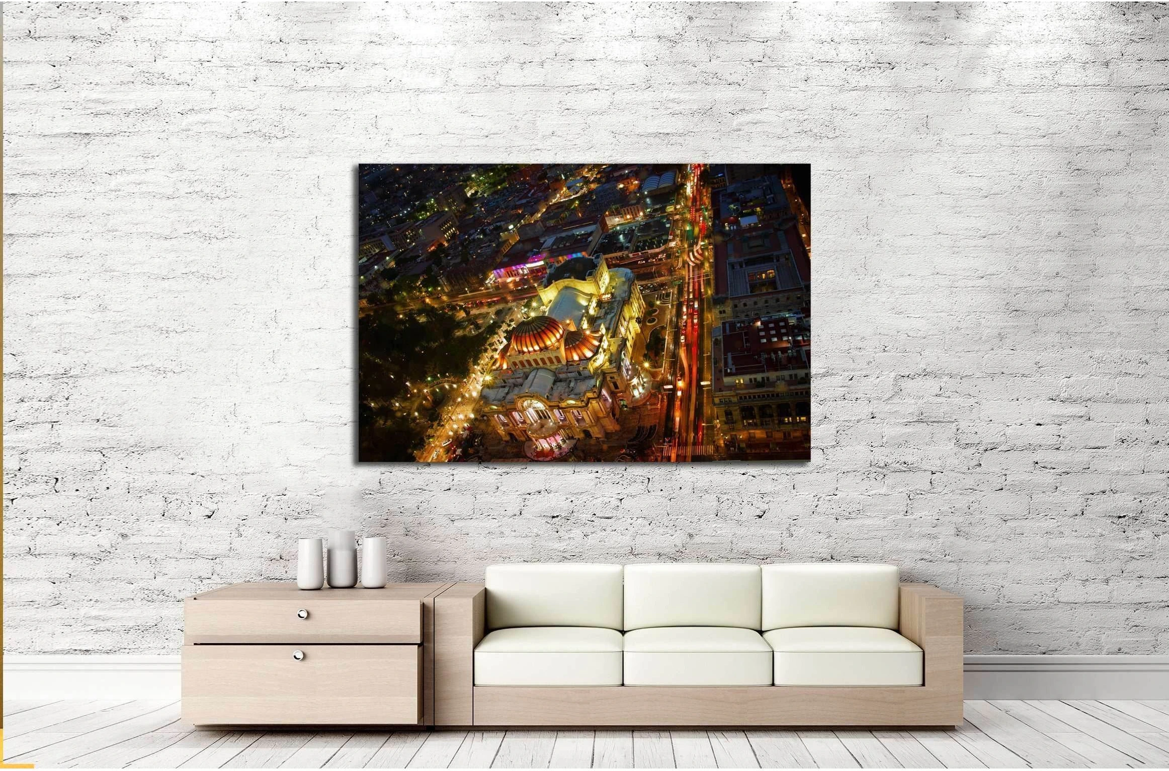 Beautiful top view of Bellas artes at night, Mexico City, Mexico №3056 Ready to Hang Canvas Print - Zellart Canvas Prints ALL_Products, s-3056