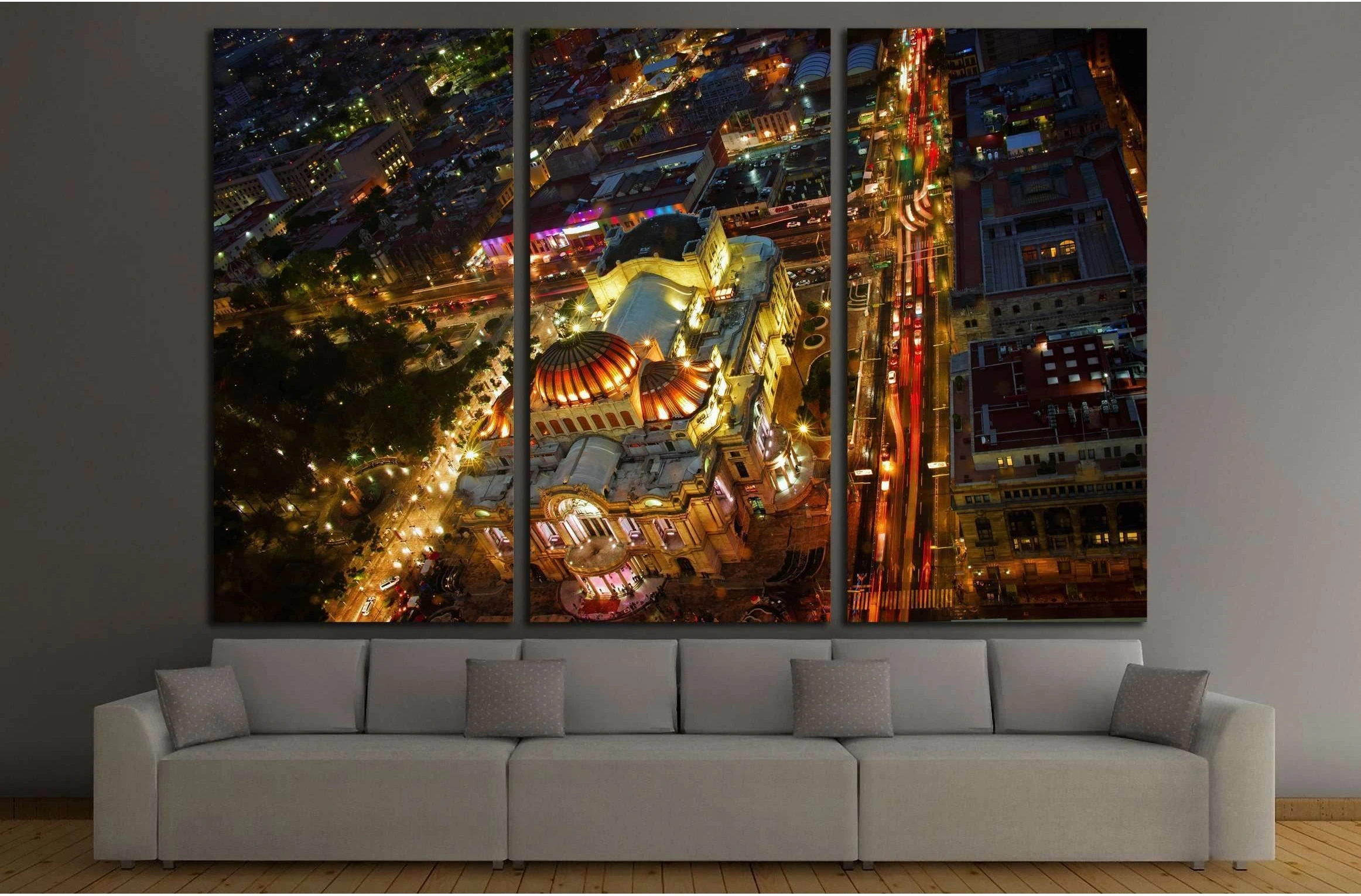 Beautiful top view of Bellas artes at night, Mexico City, Mexico №3056 Ready to Hang Canvas Print - Zellart Canvas Prints ALL_Products, s-3056