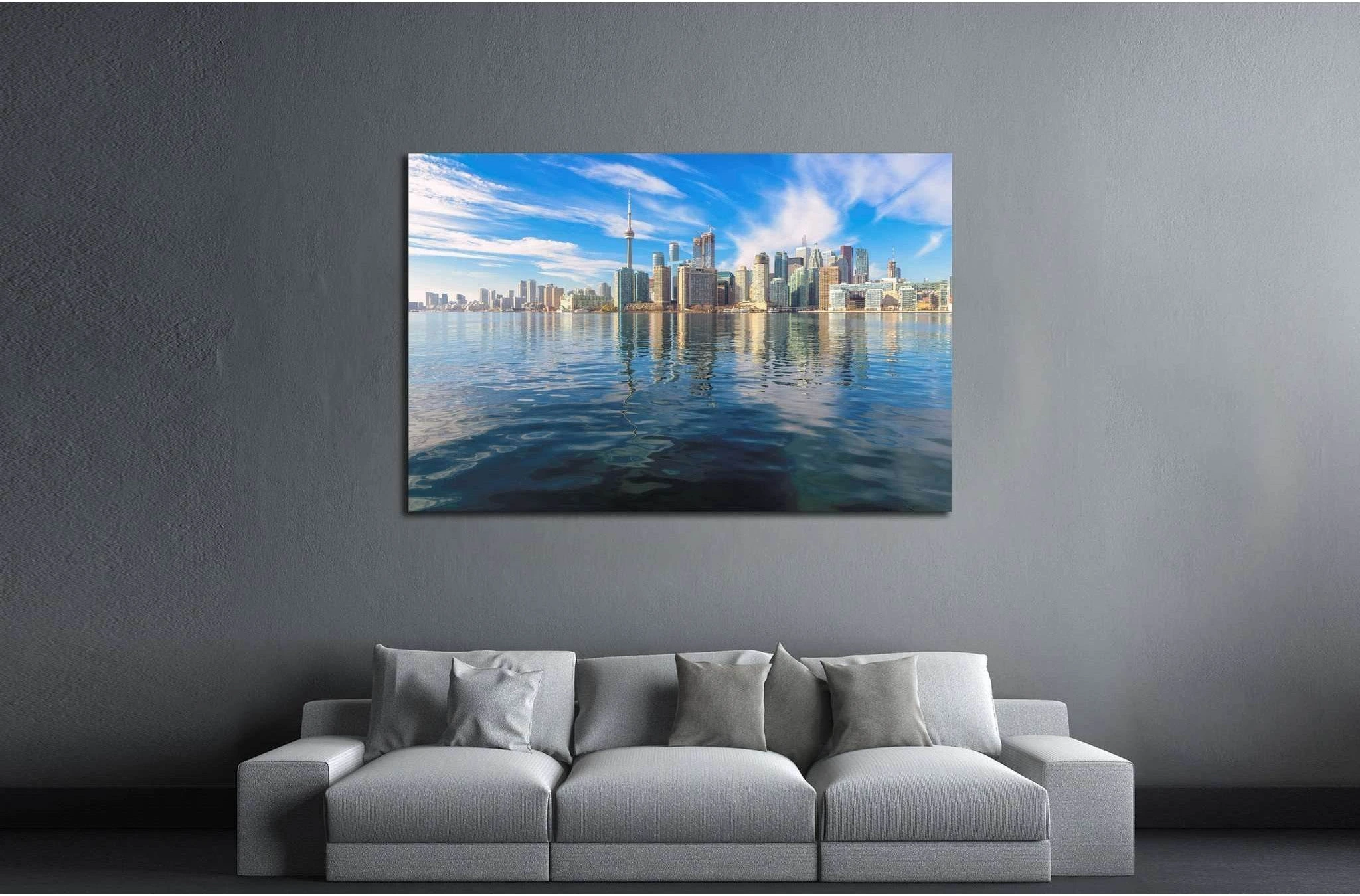 Beautiful Toronto skyline with CN Tower over lake. Canada №2086 Ready to Hang Canvas Print - Zellart Canvas Prints ALL_Products, s-2086