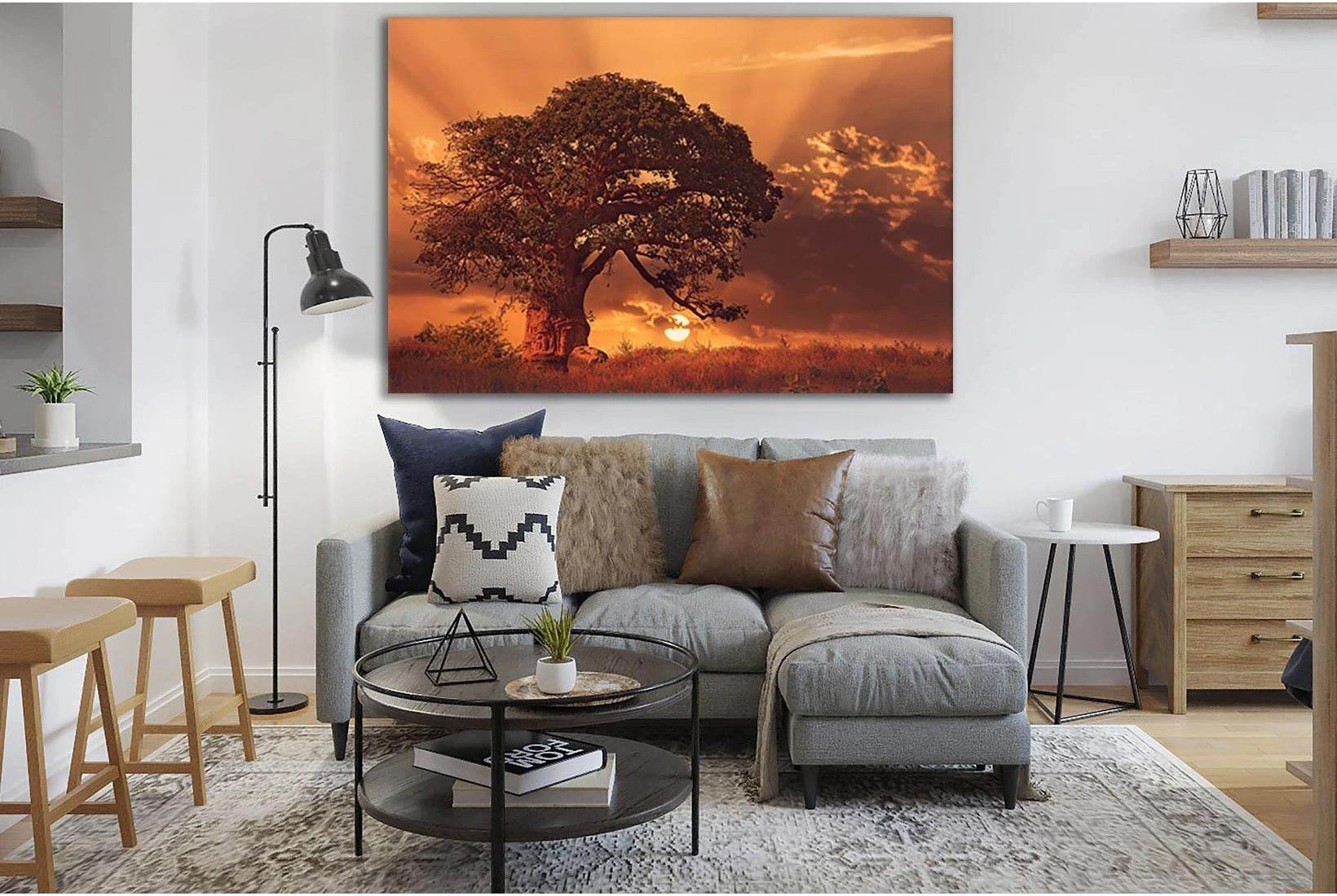 Beautiful Tree During Sunset №SL824 Ready to Hang Canvas Print - Zellart Canvas Prints 0new, ALL_Products, Trees Wall Art