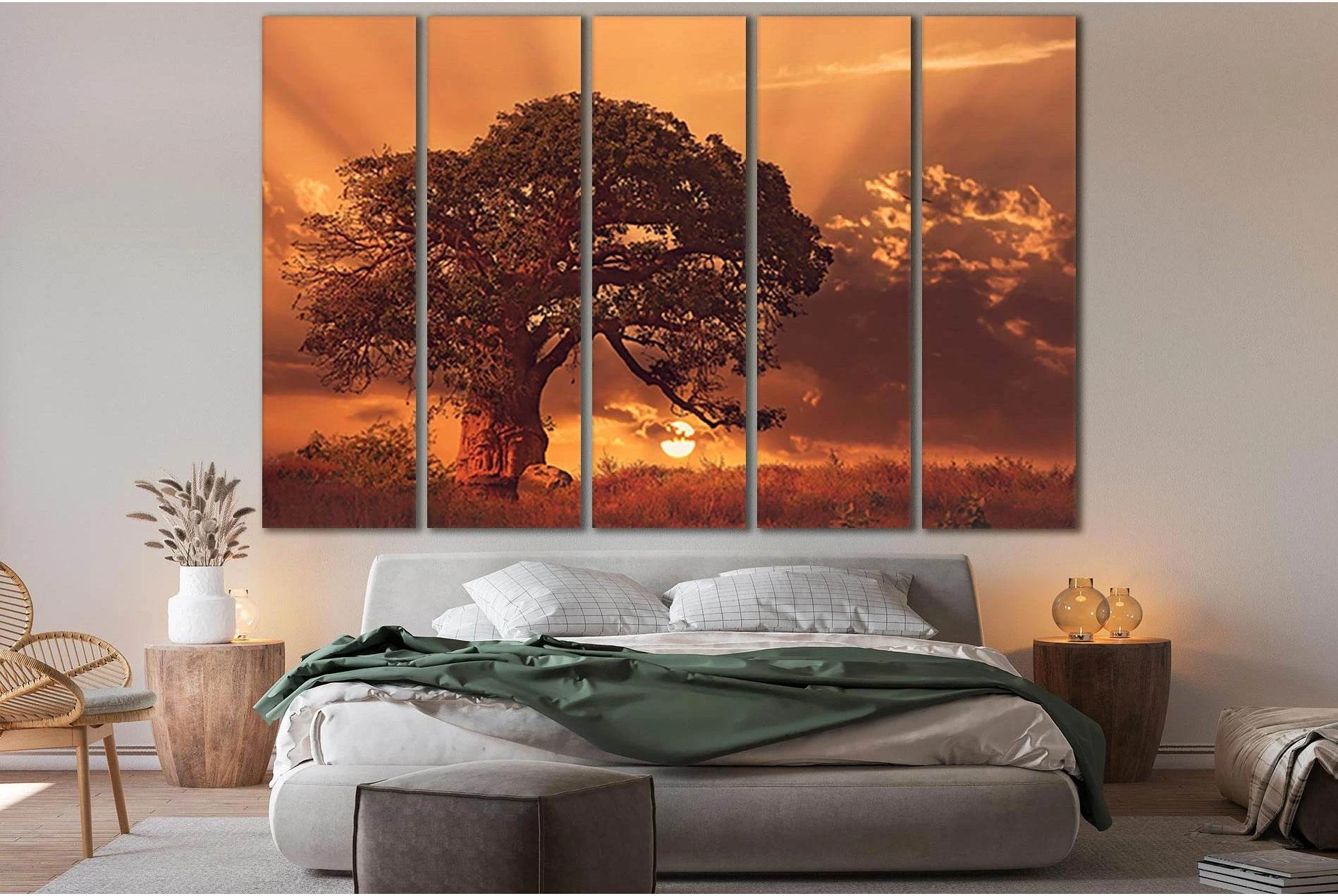 Beautiful Tree During Sunset №SL824 Ready to Hang Canvas Print - Zellart Canvas Prints 0new, ALL_Products, Trees Wall Art