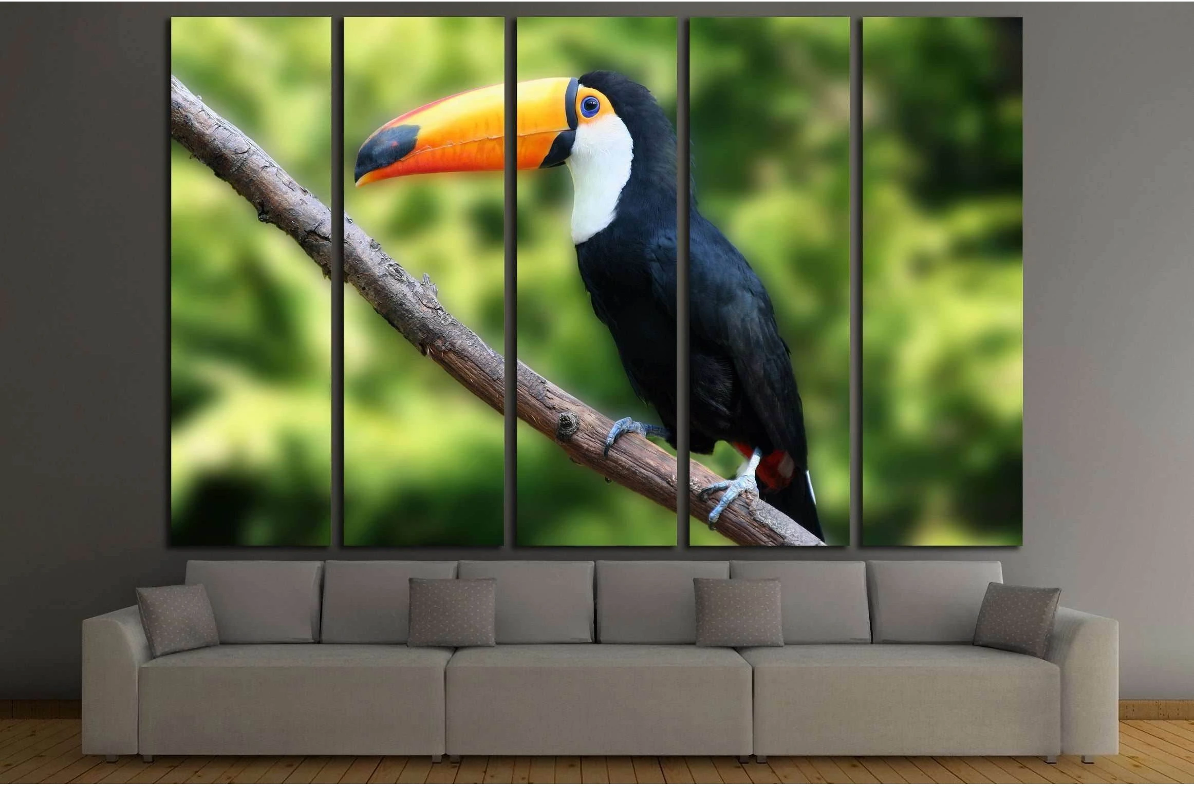 beautiful tucan, sitting on a branch №2788 Ready to Hang Canvas Print - Zellart Canvas Prints ALL_Products, s-2788