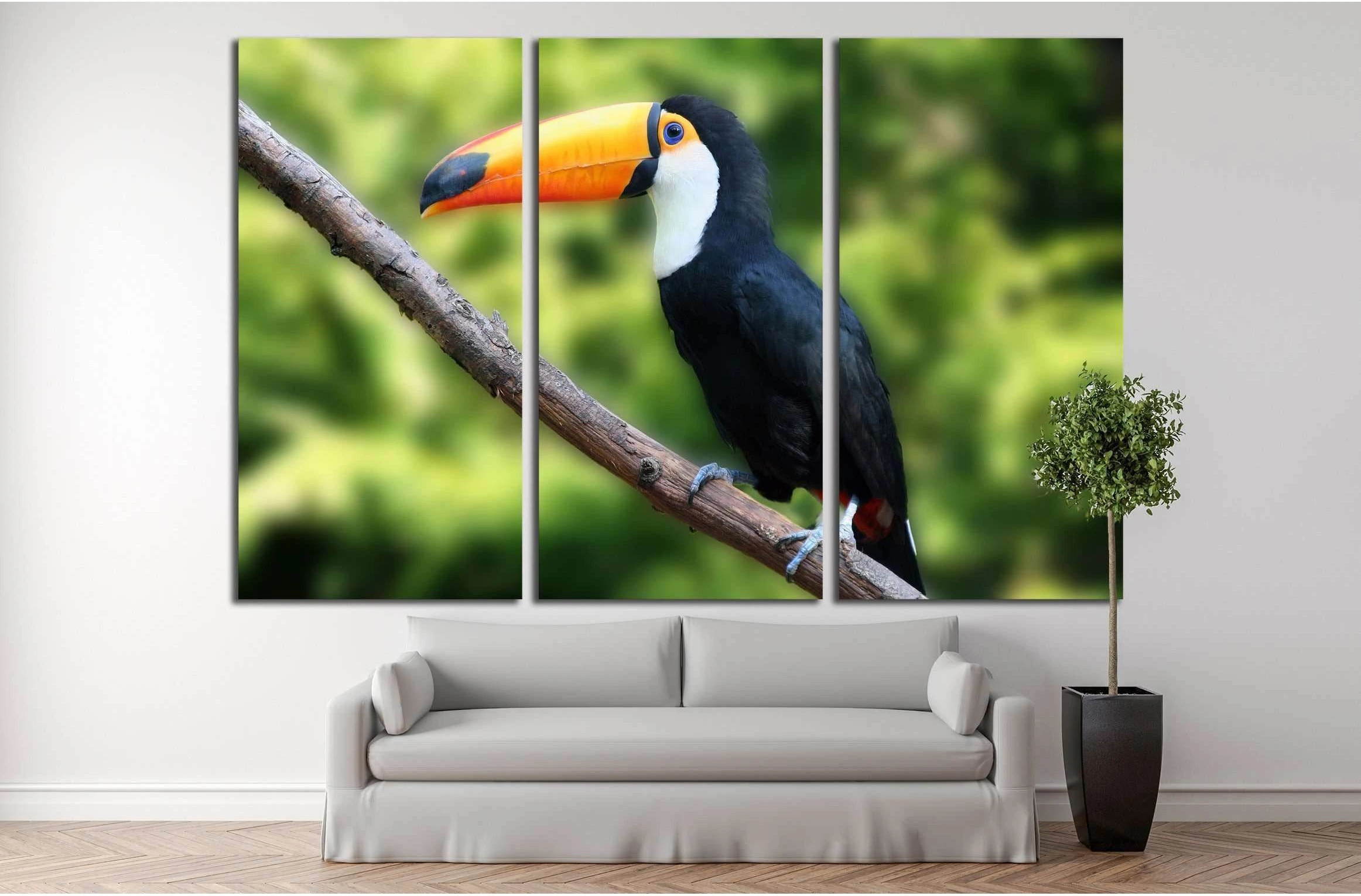 beautiful tucan, sitting on a branch №2788 Ready to Hang Canvas Print - Zellart Canvas Prints ALL_Products, s-2788
