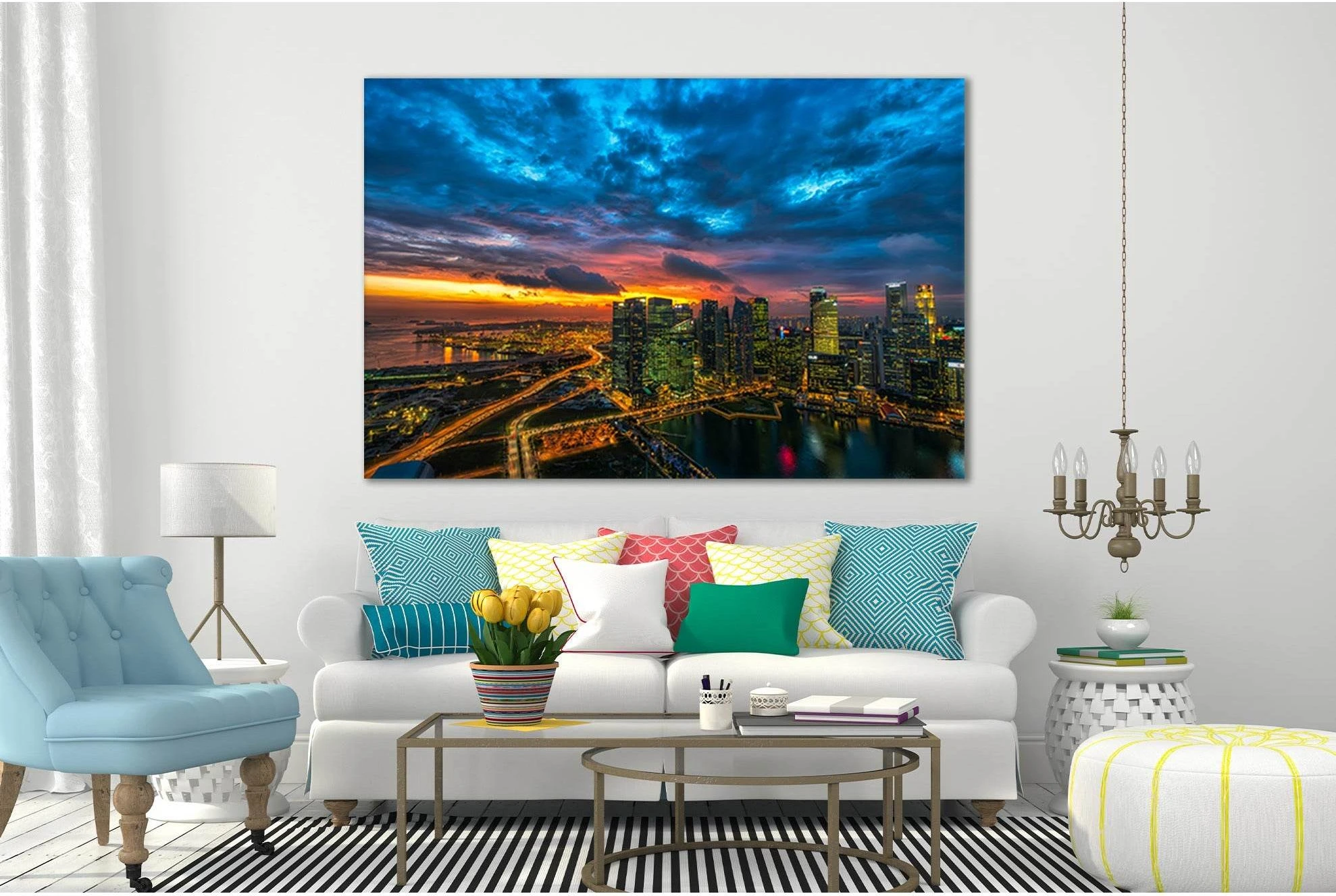 Beautiful Urban Sunset №SL335 Ready to Hang Canvas Print - Zellart Canvas Prints 0new, ALL_Products, Cityscapes & Skylines
