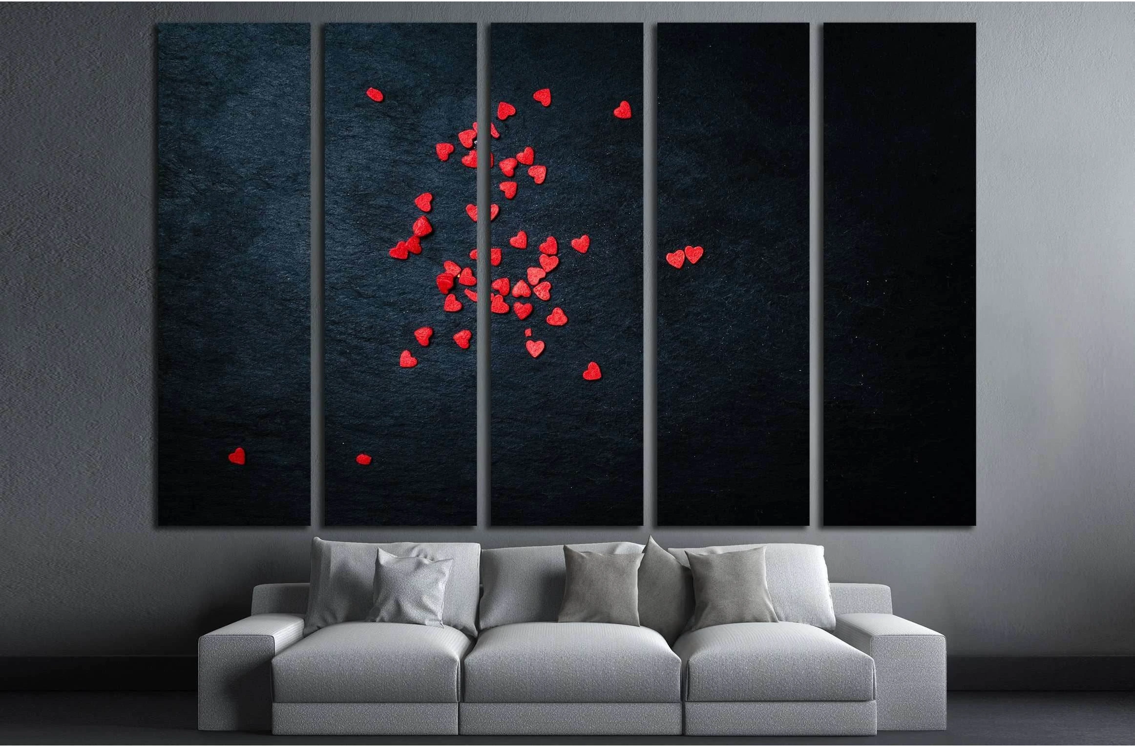Beautiful valentines day background with red hearts on black background №3019 Ready to Hang Canvas Print - Zellart Canvas Prints ALL_Products, s-3019