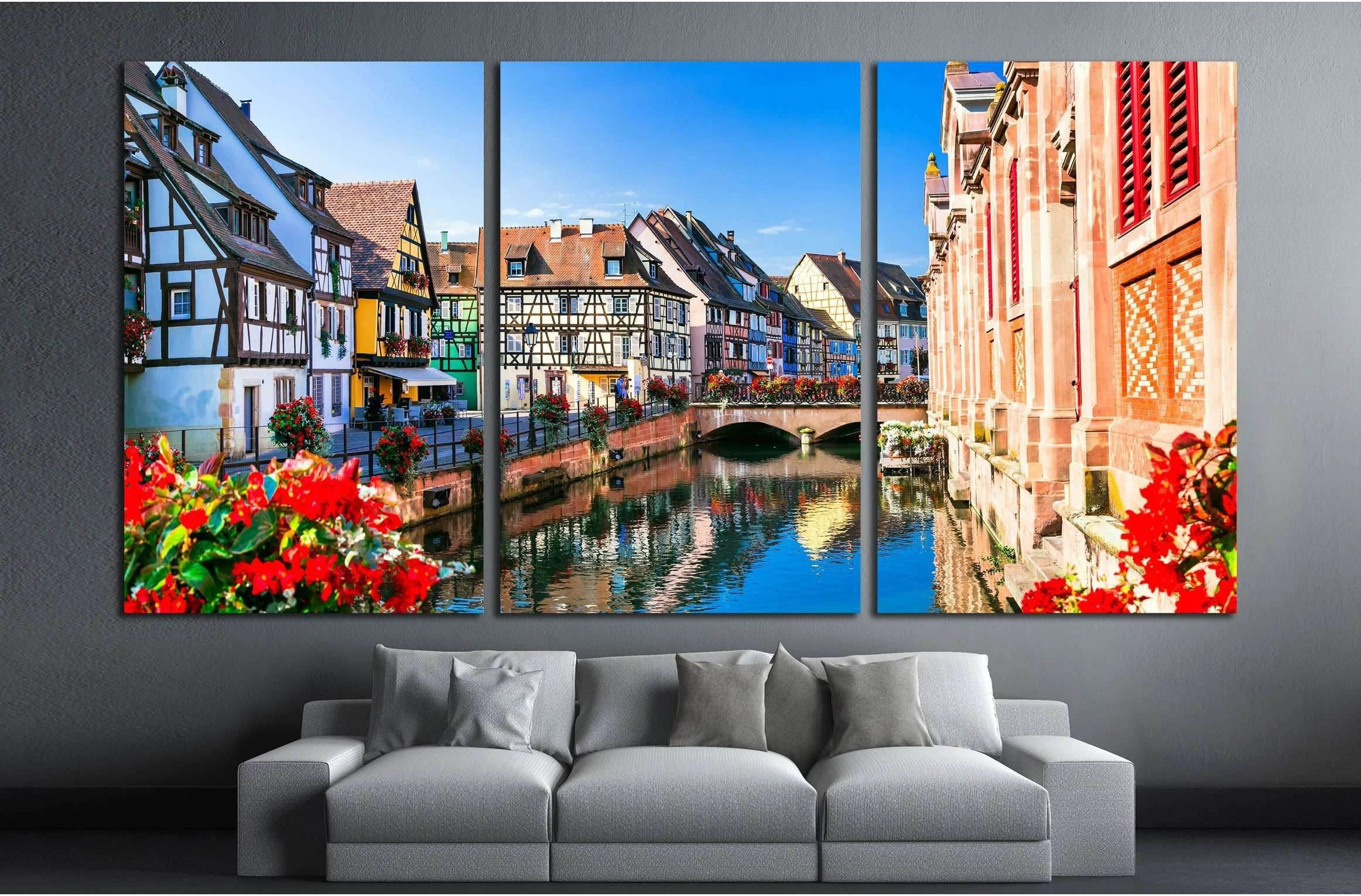 Beautiful view of colorful romantic city Colmar, France, Alsace №3052 Ready to Hang Canvas Print - Zellart Canvas Prints ALL_Products, s-3052