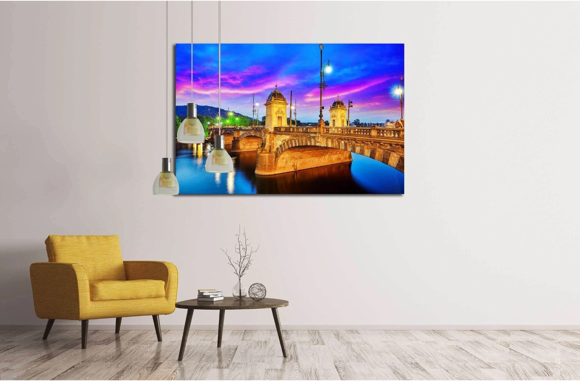 Beautiful view Old Bridge Legii (Most Legii) from the waterfront of the Vltava River.Prague.Czech Republic №2304 Ready to Hang Canvas Print - Zellart Canvas Prints ALL_Products, s-2304