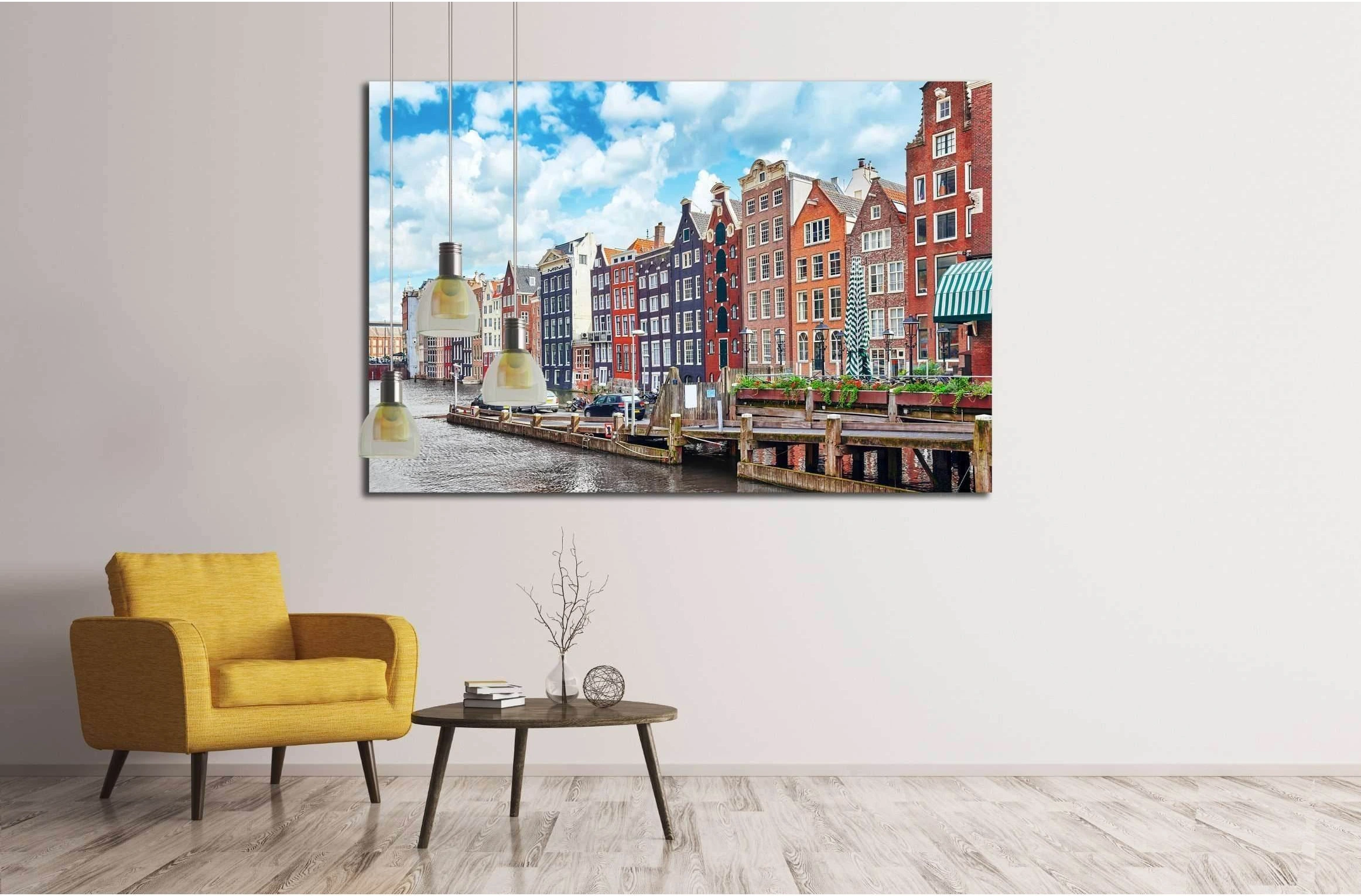 Beautiful views of the streets, ancient buildings, people, embankments of Amsterdam - also call Venice in the North. Netherland №2303 Ready to Hang Canvas Print - Zellart Canvas Prints ALL_Products, s-2303