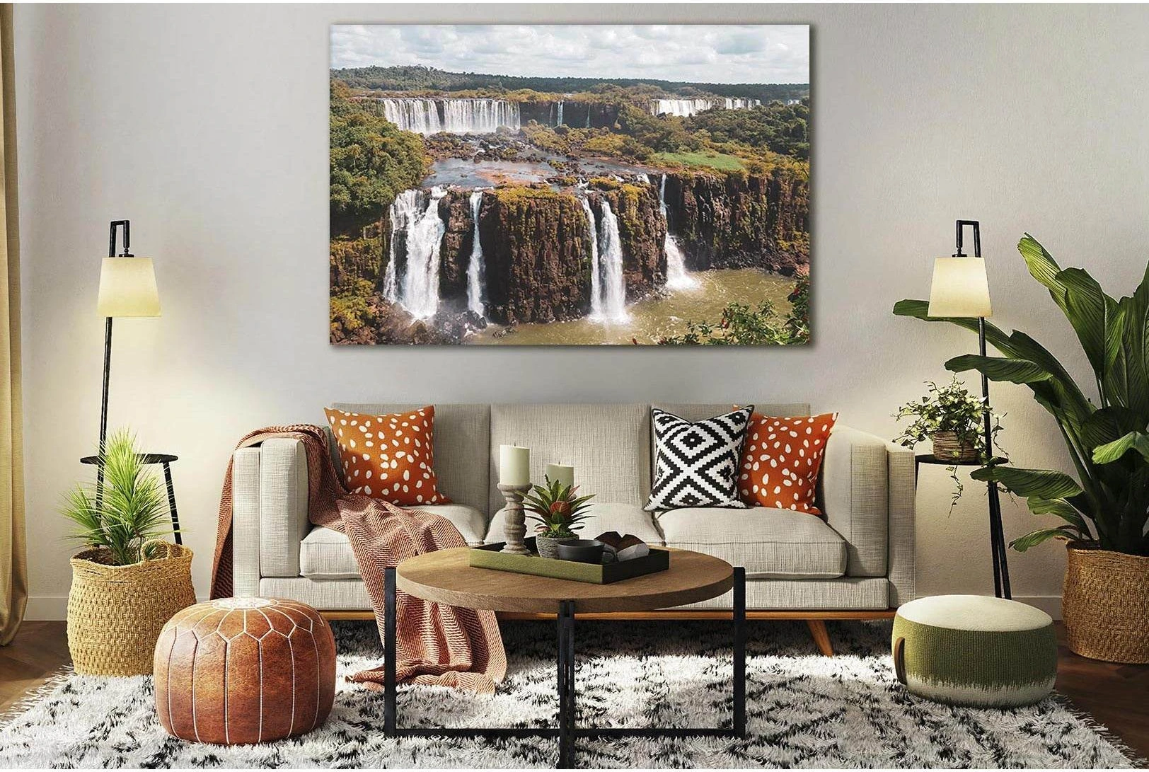 Beautiful Waterfall Iguazu №SL456 Ready to Hang Canvas Print - Zellart Canvas Prints 0new, ALL_Products, Waterfall, Waterfall Wall Art
