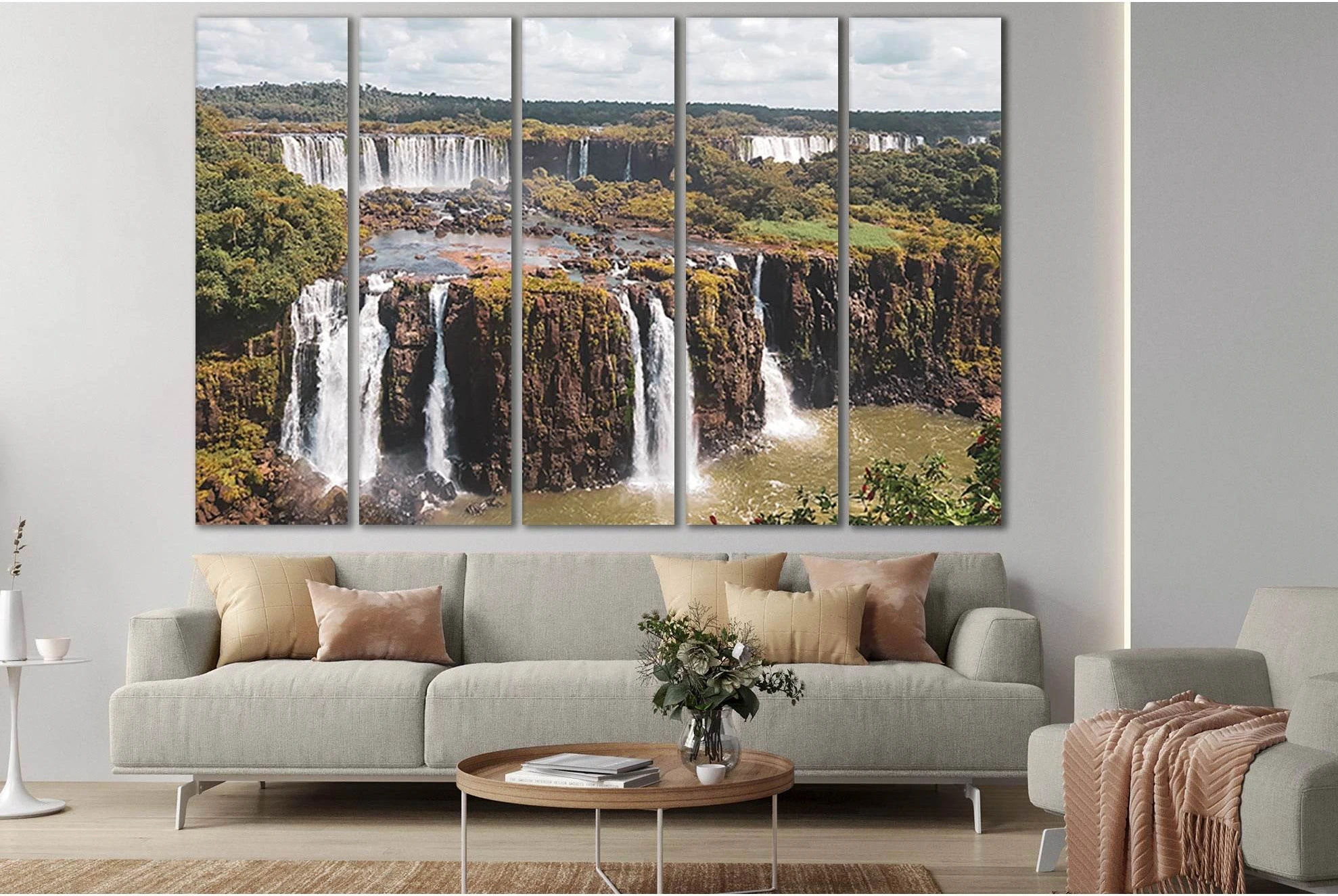 Beautiful Waterfall Iguazu №SL456 Ready to Hang Canvas Print - Zellart Canvas Prints 0new, ALL_Products, Waterfall, Waterfall Wall Art
