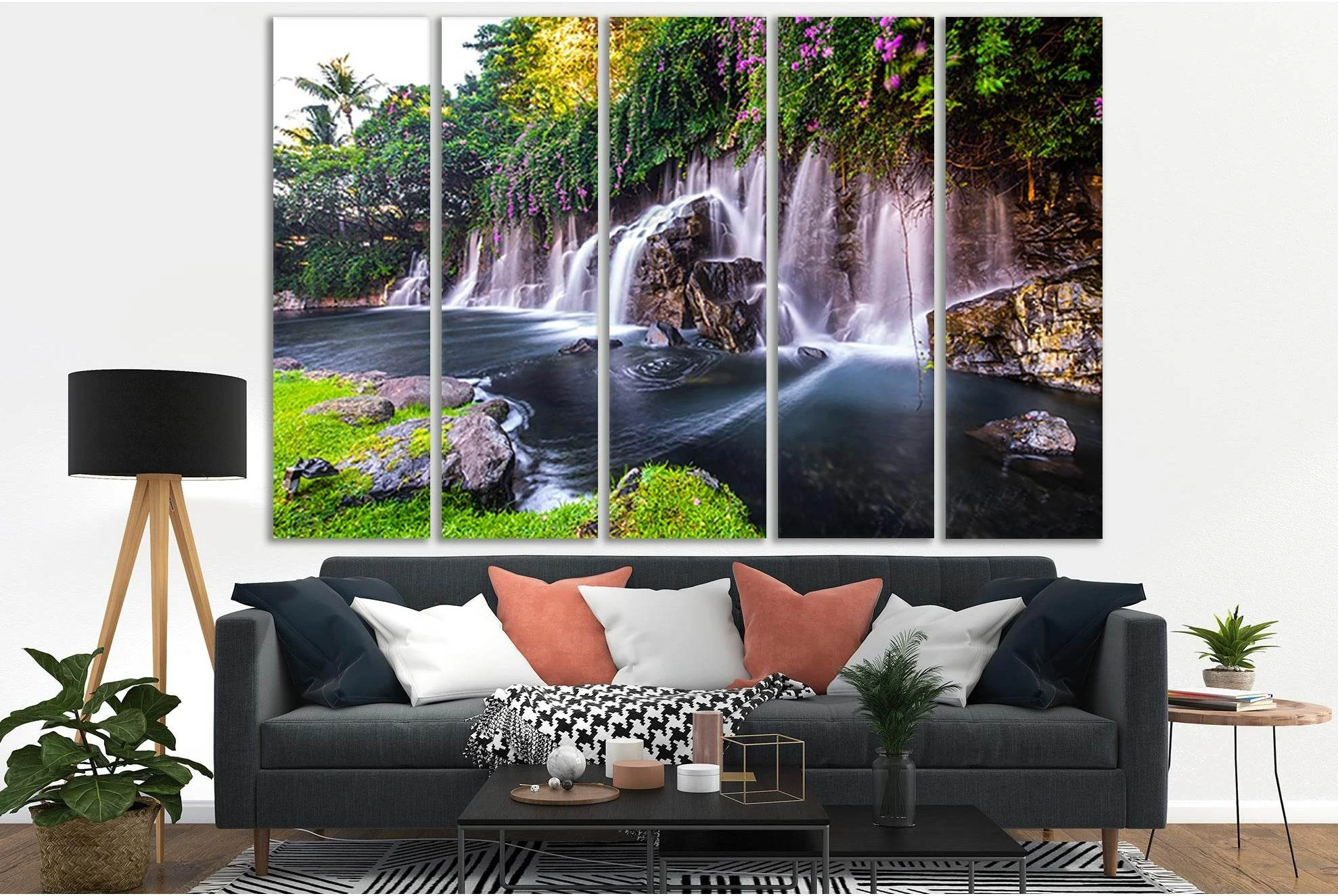 Beautiful Waterfall In Hawaii №SL493 Ready to Hang Canvas Print - Zellart Canvas Prints 0new, ALL_Products, Waterfall, Waterfall Wall Art
