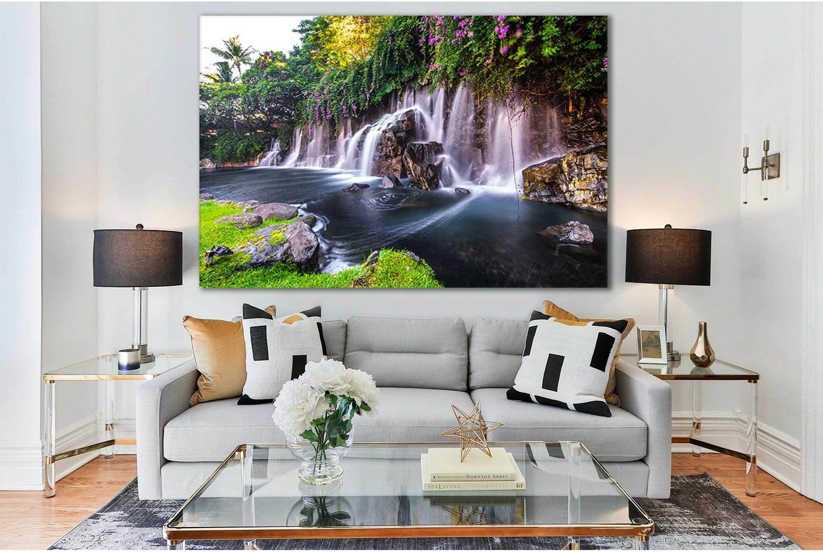 Beautiful Waterfall In Hawaii №SL493 Ready to Hang Canvas Print - Zellart Canvas Prints 0new, ALL_Products, Waterfall, Waterfall Wall Art