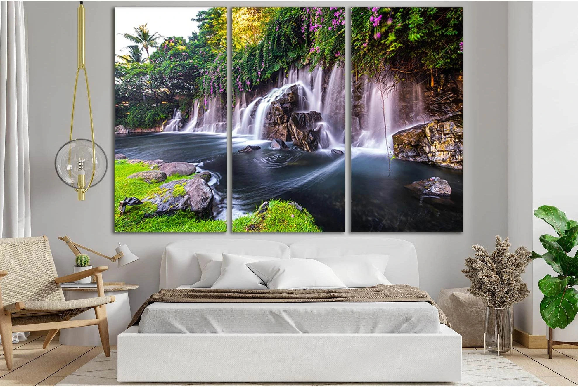 Beautiful Waterfall In Hawaii №SL493 Ready to Hang Canvas Print - Zellart Canvas Prints 0new, ALL_Products, Waterfall, Waterfall Wall Art