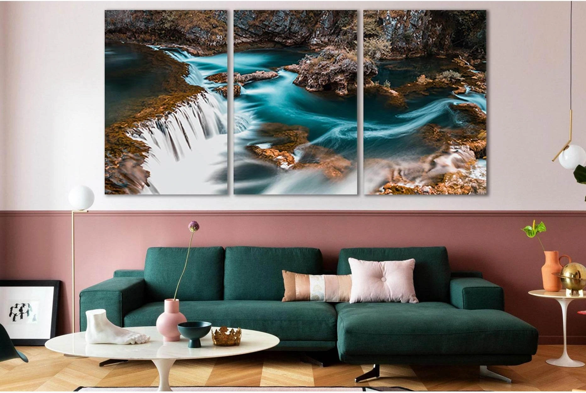 Beautiful Waterfall Top View №SL455 Ready to Hang Canvas Print - Zellart Canvas Prints 0new, ALL_Products, Waterfall, Waterfall Wall Art