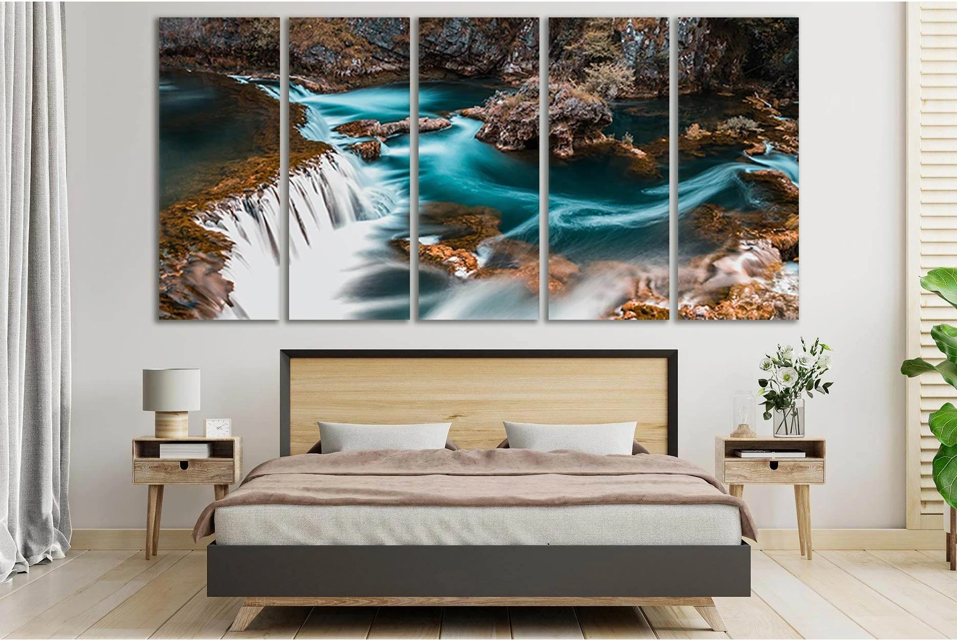 Beautiful Waterfall Top View №SL455 Ready to Hang Canvas Print - Zellart Canvas Prints 0new, ALL_Products, Waterfall, Waterfall Wall Art