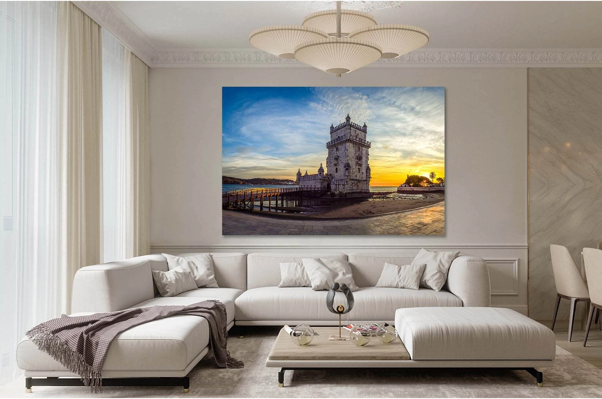 Belem tower №D1219 Ready to Hang Canvas Print - Zellart Canvas Prints 0new, ALL_Products, Sunrise & sunset wall art