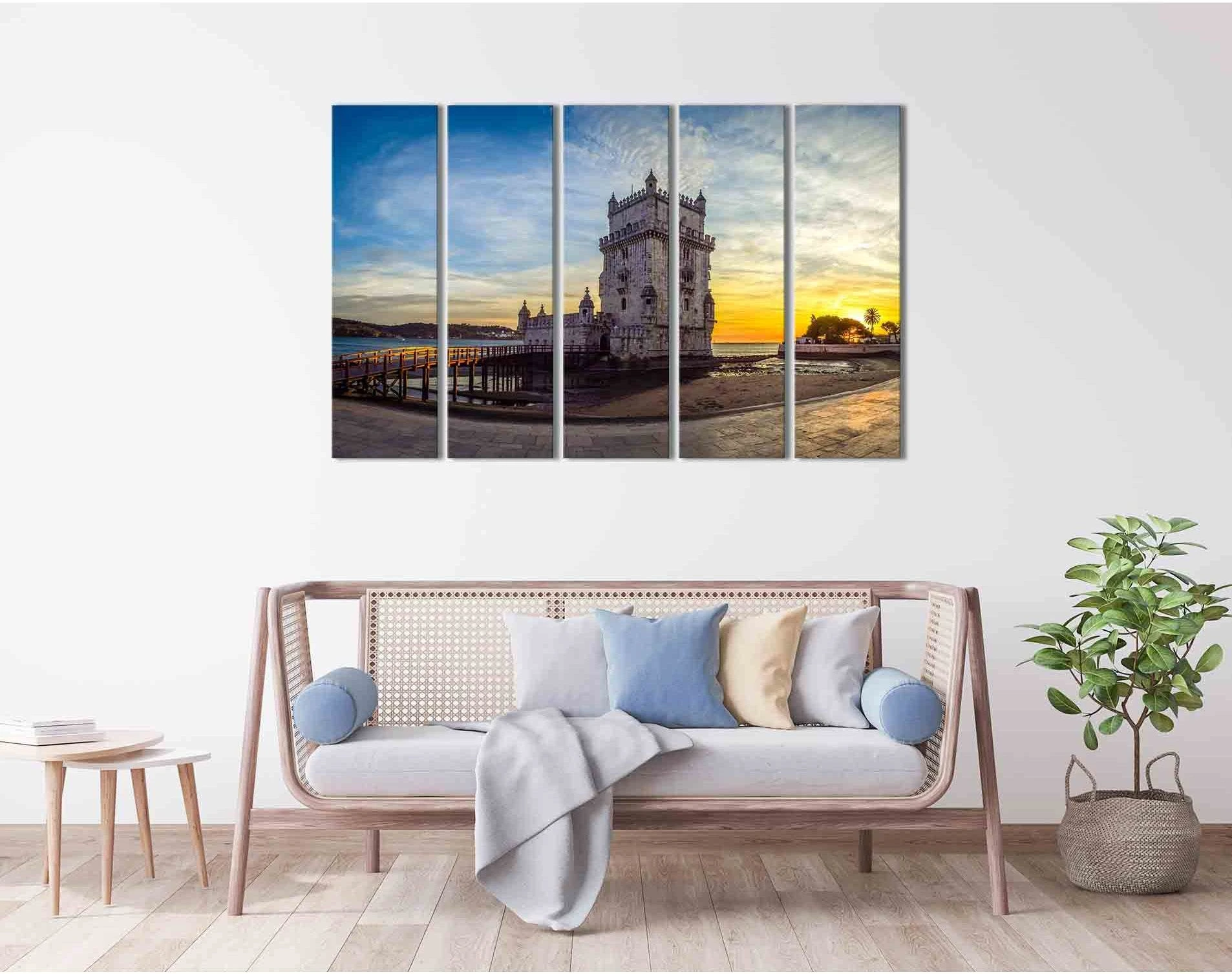 Belem tower №D1219 Ready to Hang Canvas Print - Zellart Canvas Prints 0new, ALL_Products, Sunrise & sunset wall art