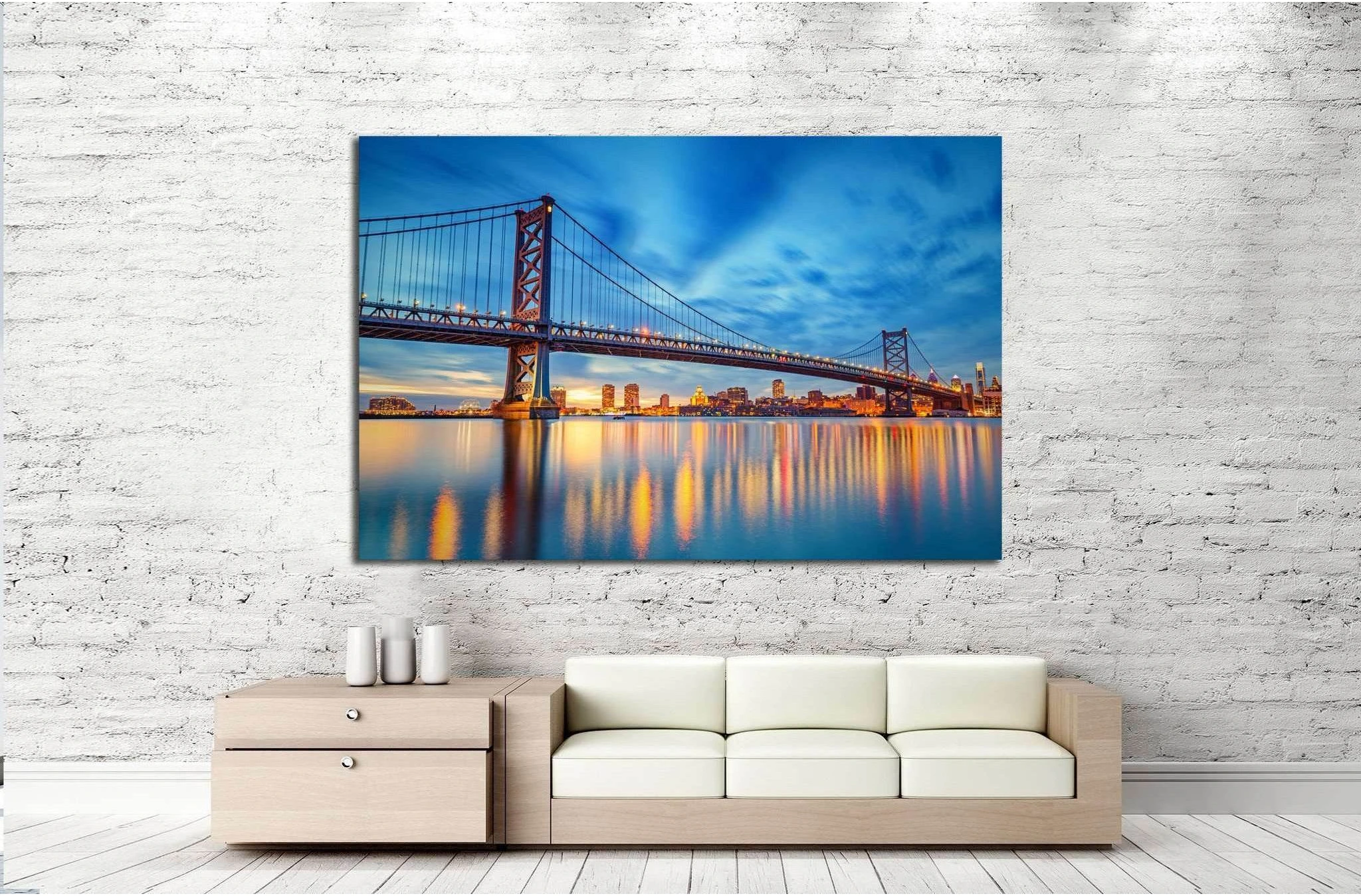 Ben Franklin Bridge, Philadelphia №992 Ready to Hang Canvas Print - Zellart Canvas Prints ALL_Products, s-992