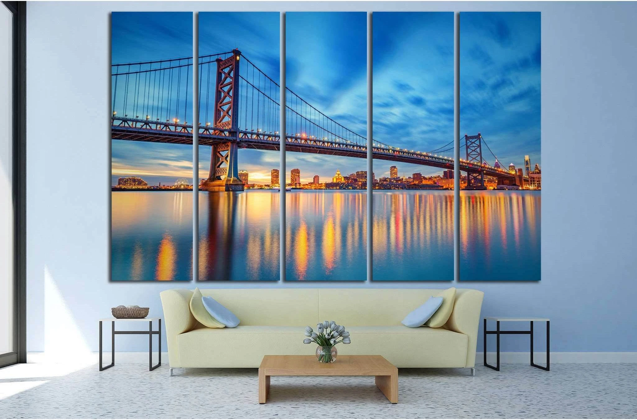 Ben Franklin Bridge, Philadelphia №992 Ready to Hang Canvas Print - Zellart Canvas Prints ALL_Products, s-992