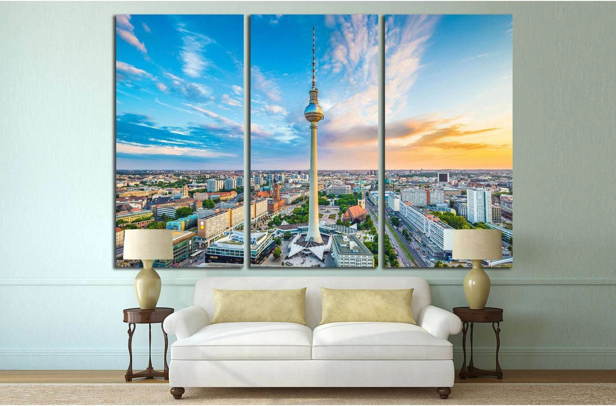 Berlin at sunset, Germany №1182 Ready to Hang Canvas Print - Zellart Canvas Prints ALL_Products, s-1182