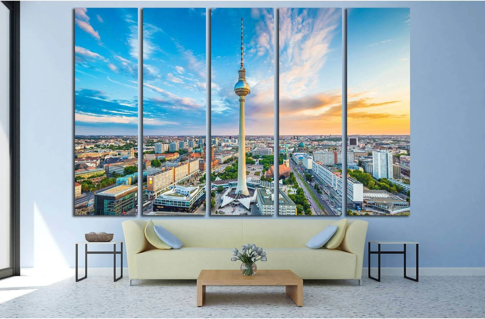 Berlin at sunset, Germany №1182 Ready to Hang Canvas Print - Zellart Canvas Prints ALL_Products, s-1182