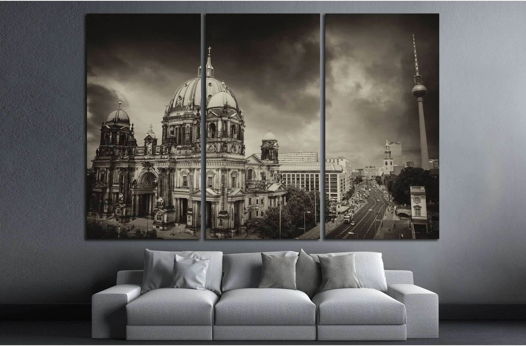 Berlin Cathedral and Alexander Platz, Germany №1164 Ready to Hang Canvas Print - Zellart Canvas Prints ALL_Products, s-1164