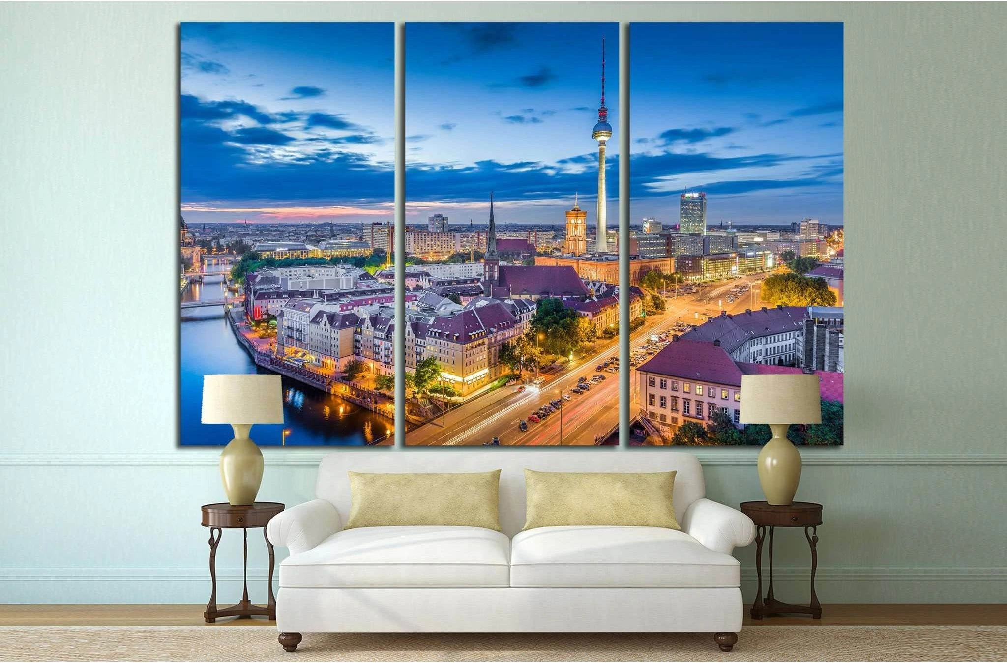 Berlin skyline, Germany №1184 Ready to Hang Canvas Print - Zellart Canvas Prints ALL_Products, s-1184