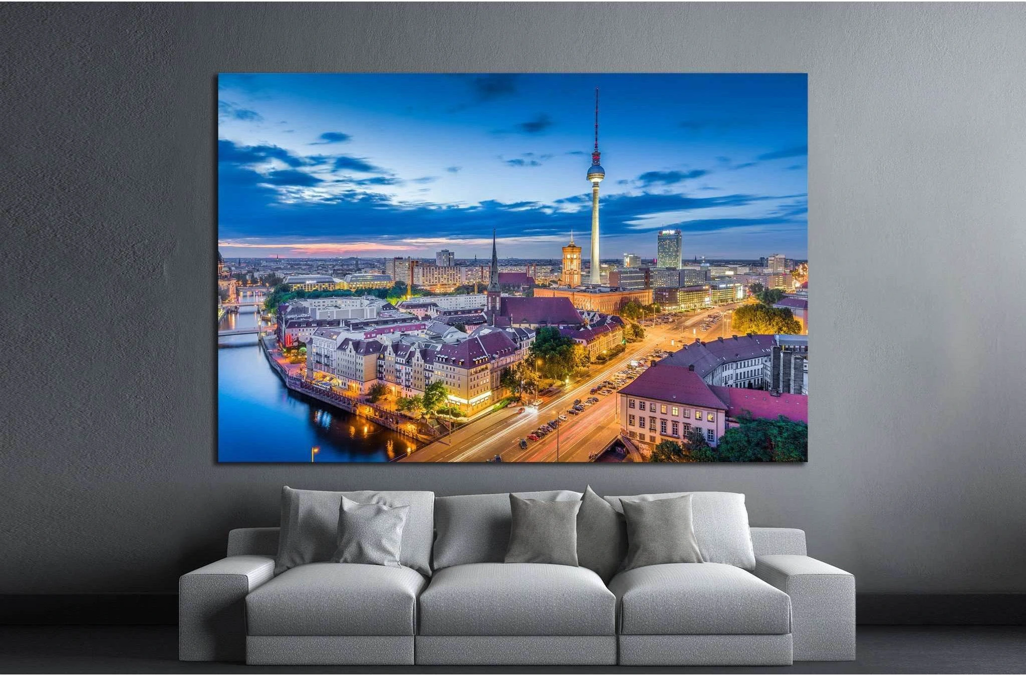 Berlin skyline, Germany №1184 Ready to Hang Canvas Print - Zellart Canvas Prints ALL_Products, s-1184