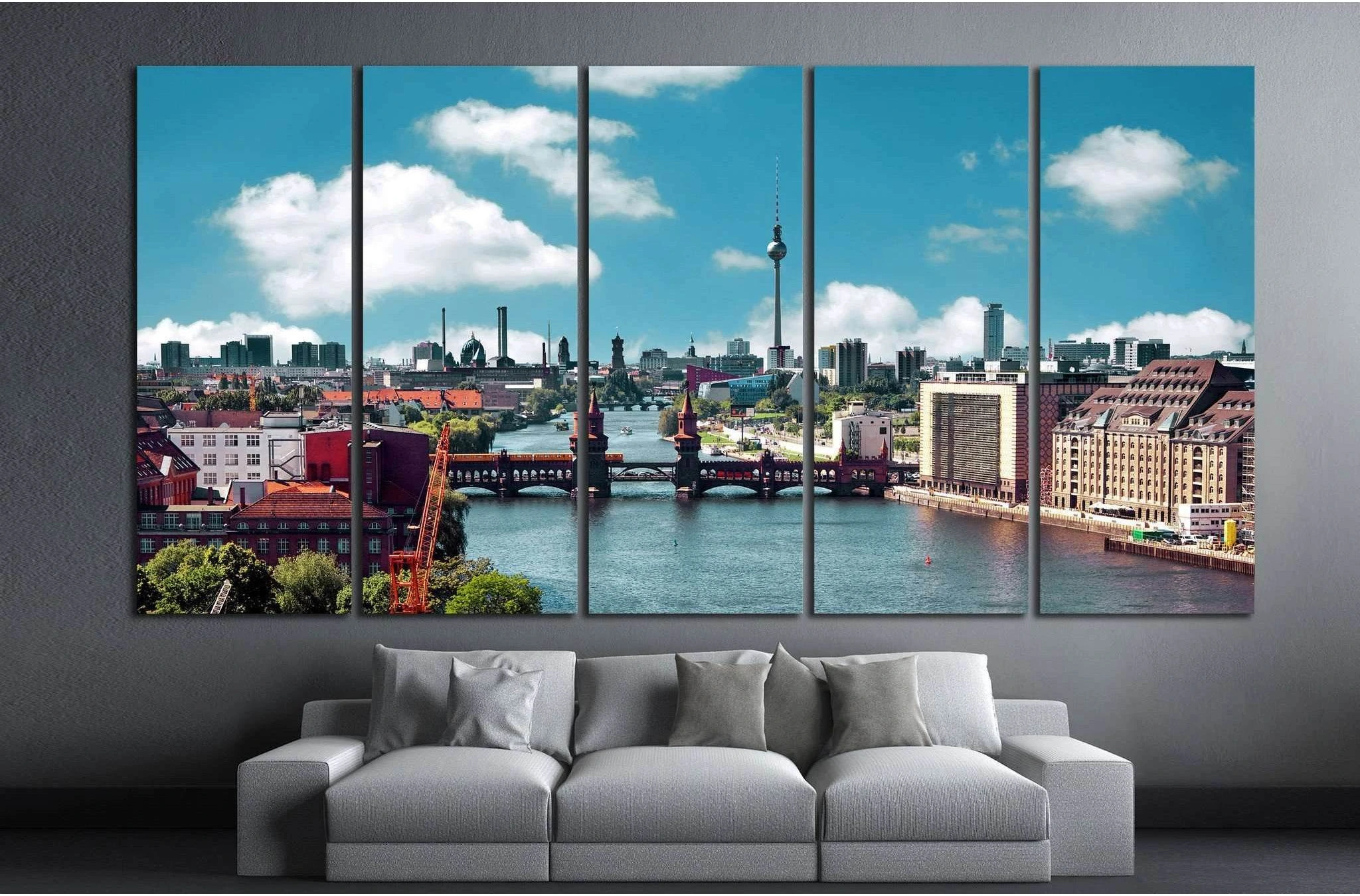 berlin skyline, oberbaum bridge №1172 Ready to Hang Canvas Print - Zellart Canvas Prints ALL_Products, s-1172