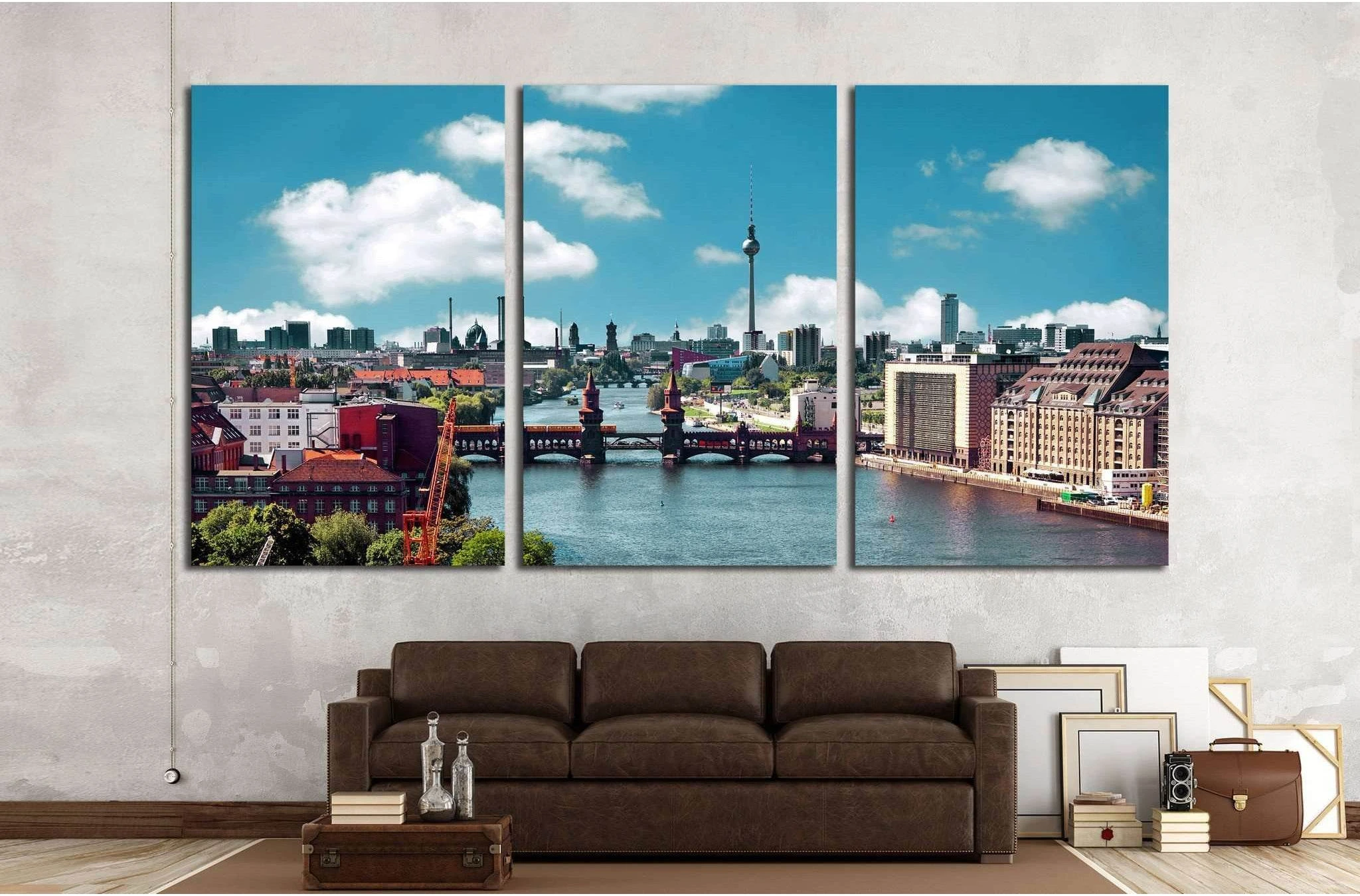berlin skyline, oberbaum bridge №1172 Ready to Hang Canvas Print - Zellart Canvas Prints ALL_Products, s-1172