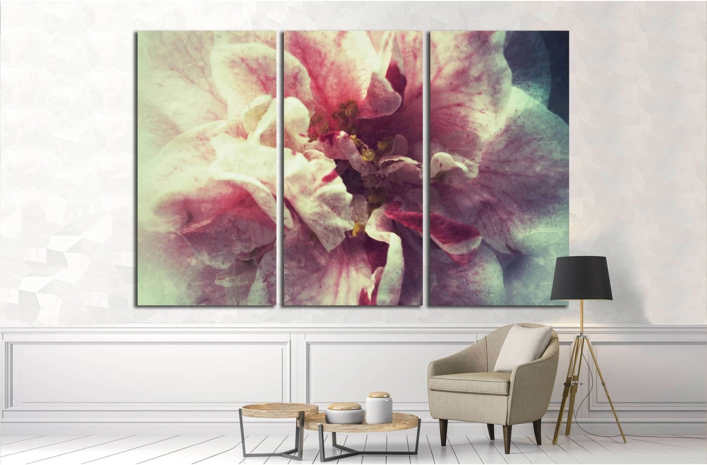 Bi-colored camellia №2550 Ready to Hang Canvas Print - Zellart Canvas Prints ALL_Products, s-2550