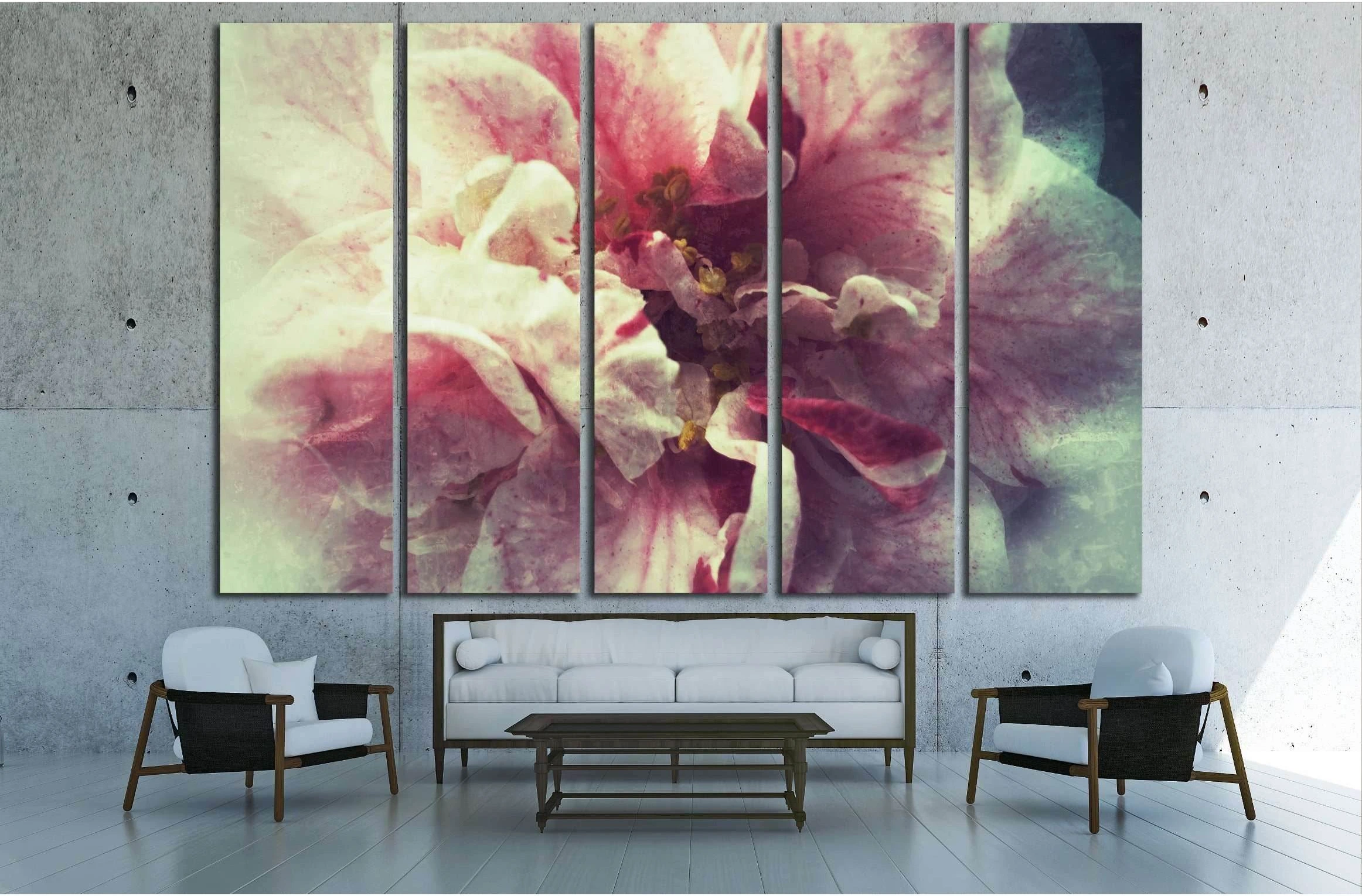 Bi-colored camellia №2550 Ready to Hang Canvas Print - Zellart Canvas Prints ALL_Products, s-2550
