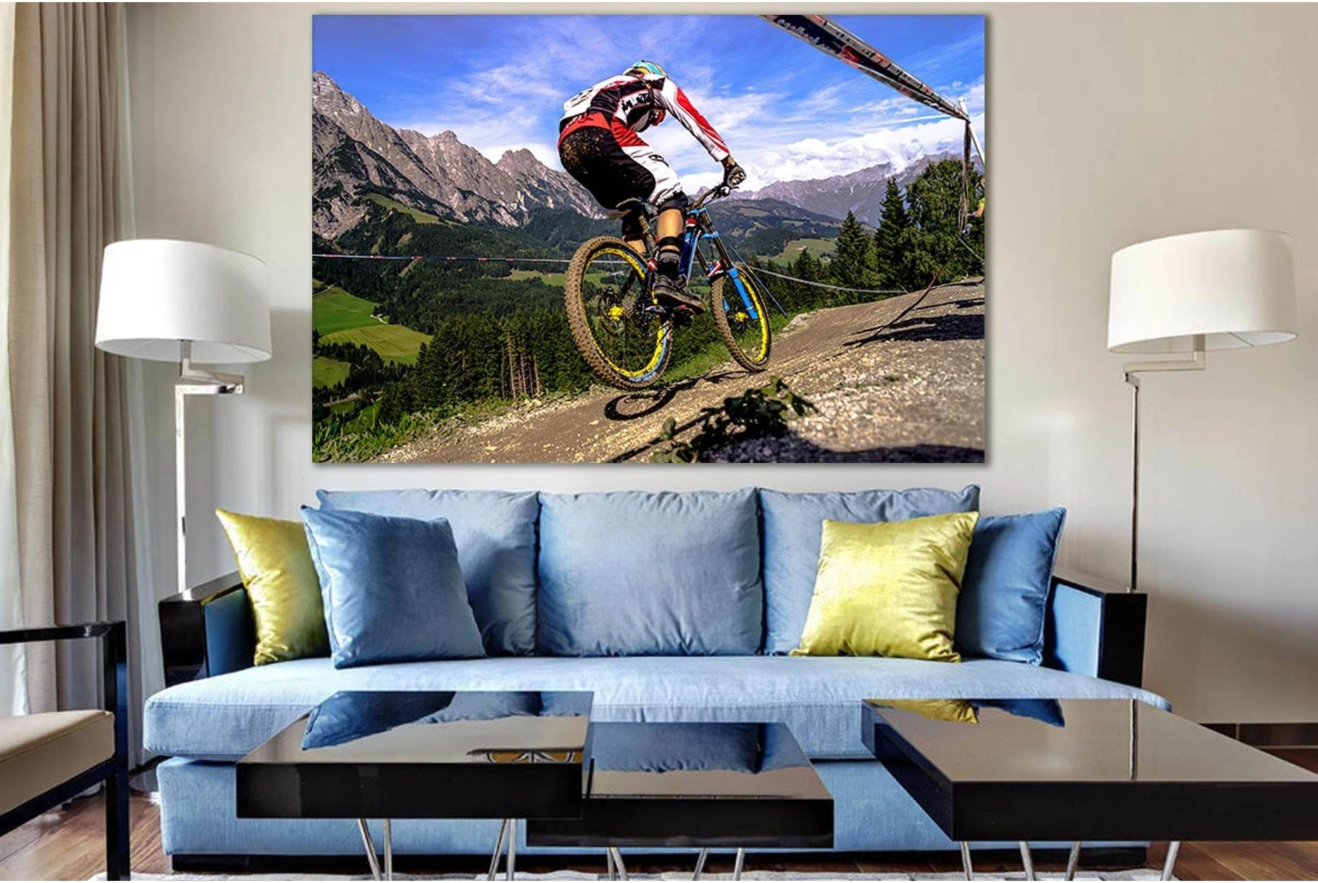 Bicycle In The Mountains №SL934 Ready to Hang Canvas Print - Zellart Canvas Prints 0new, ALL_Products, Sports & Motivation