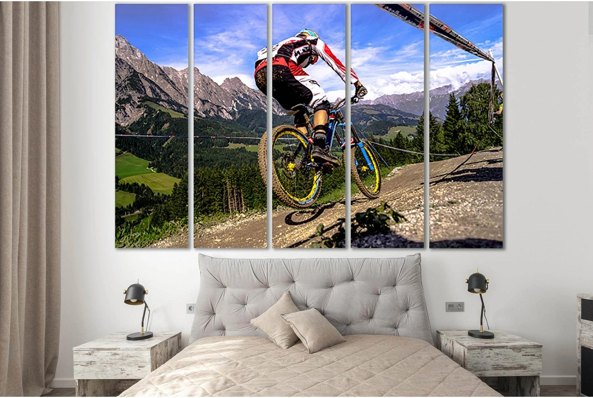 Bicycle In The Mountains №SL934 Ready to Hang Canvas Print - Zellart Canvas Prints 0new, ALL_Products, Sports & Motivation